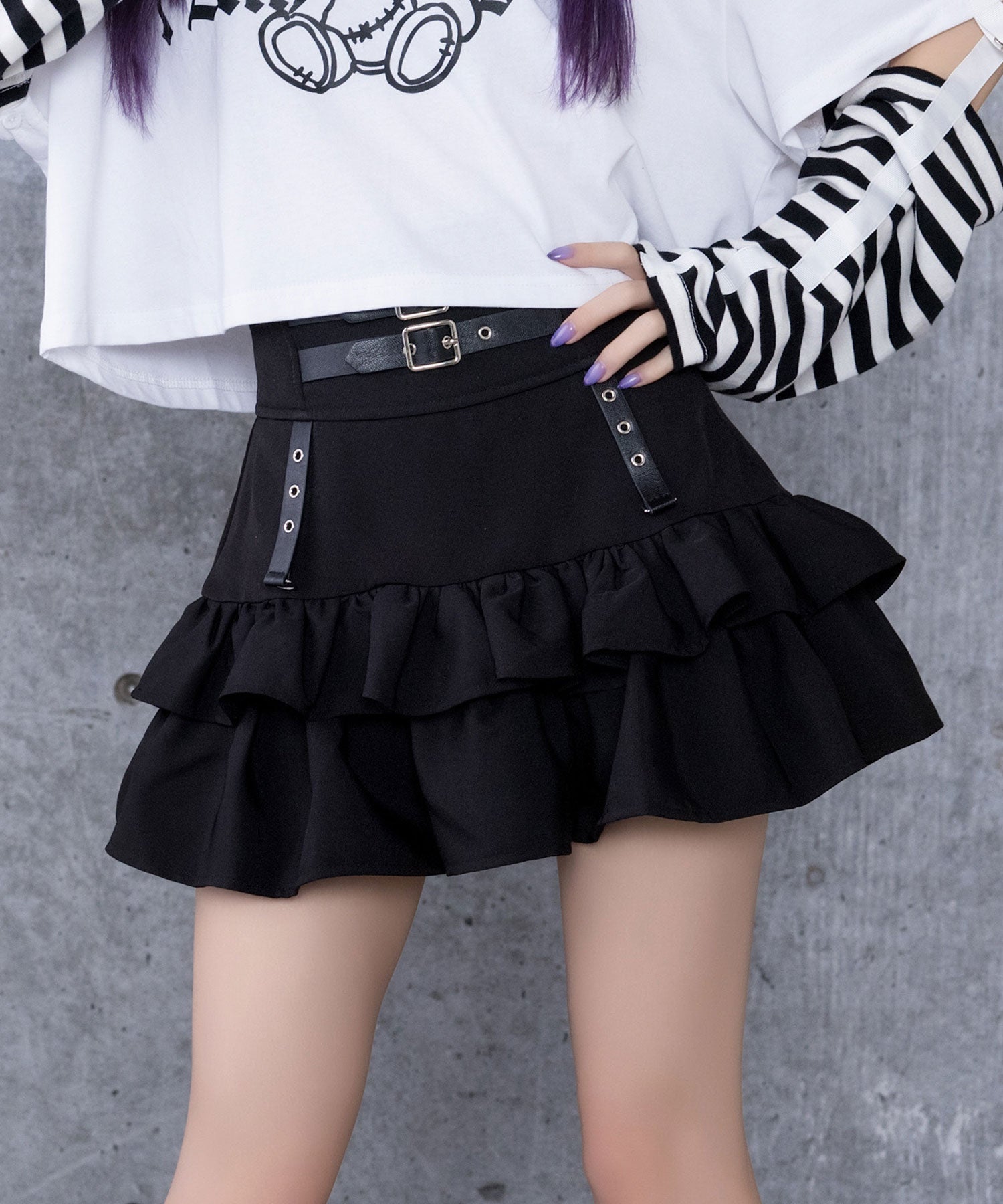 コルセット風フリルスカート