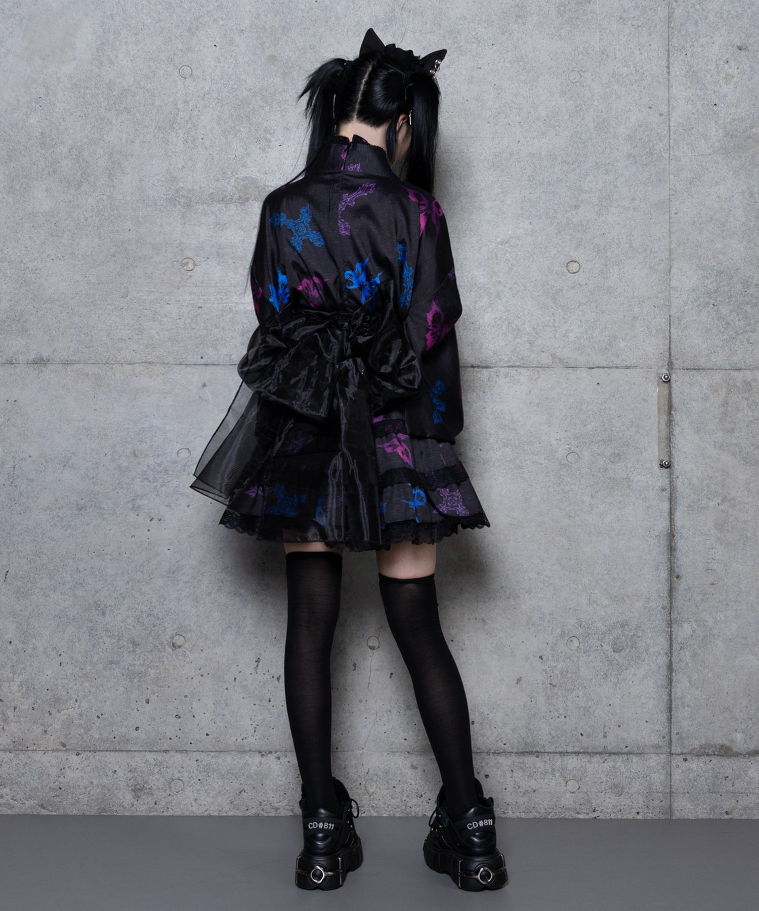 クロス蝶々総柄浴衣ワンピース+帯セット