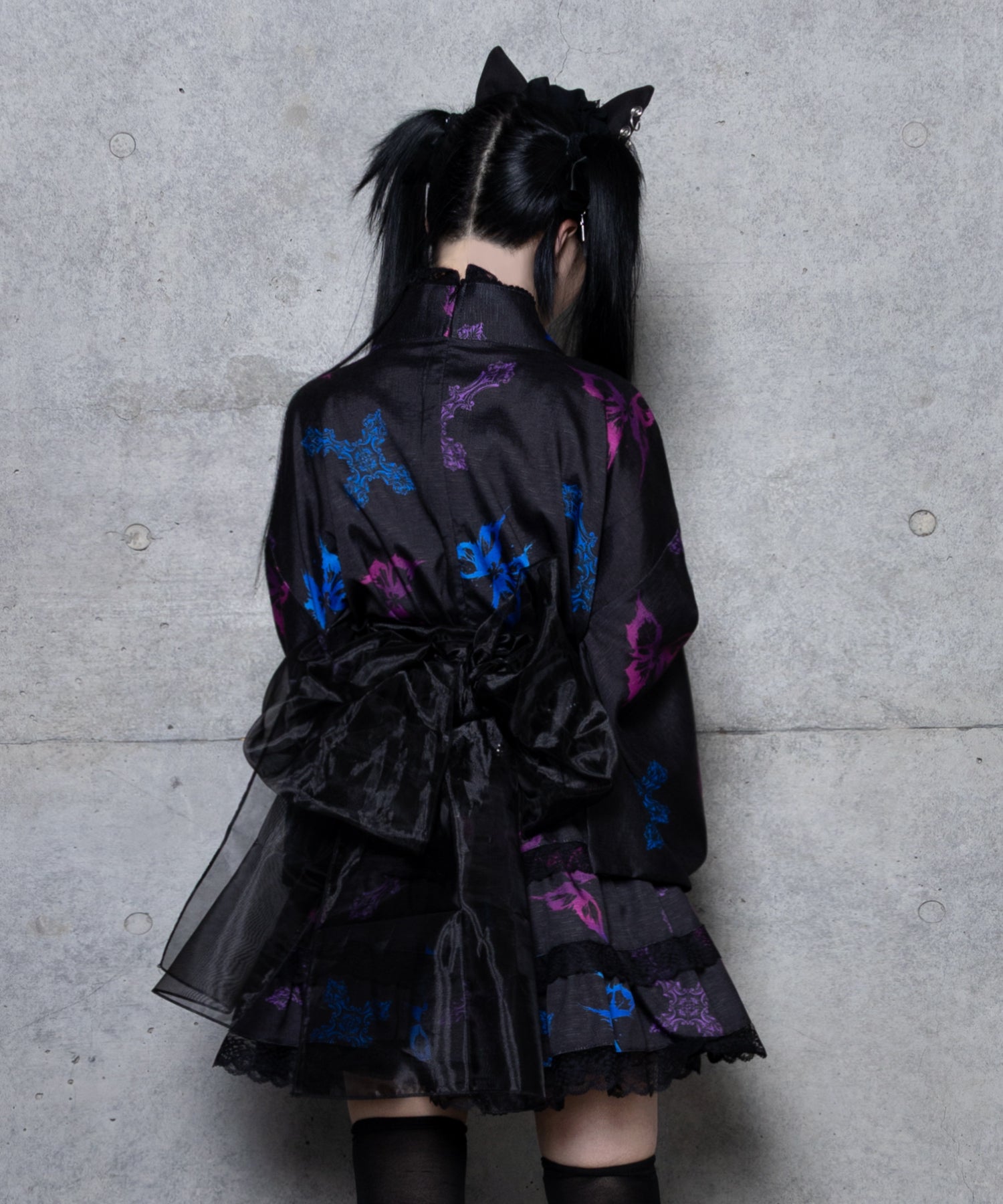 クロス蝶々総柄浴衣ワンピース+帯セット