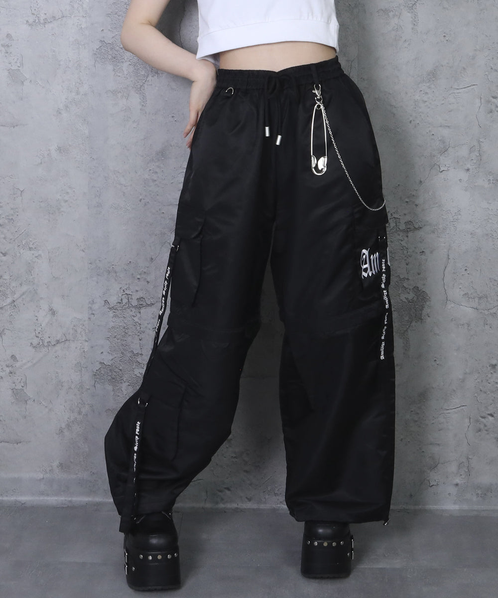 WAAC ブラック ロゴテープ付きパンツ 25SS｜WAAC X JONES】MEN テーパードパンツ ブラック