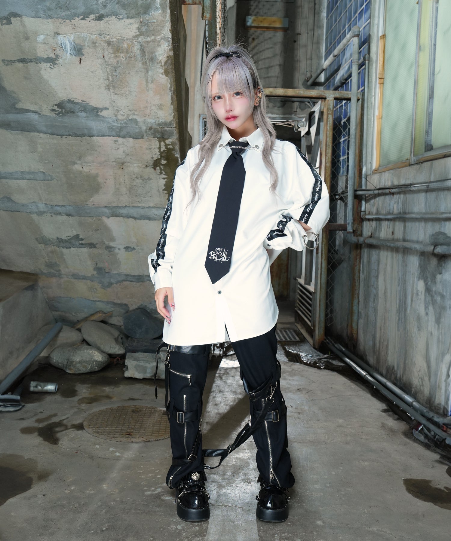 袖リングウイングプリントシャツ