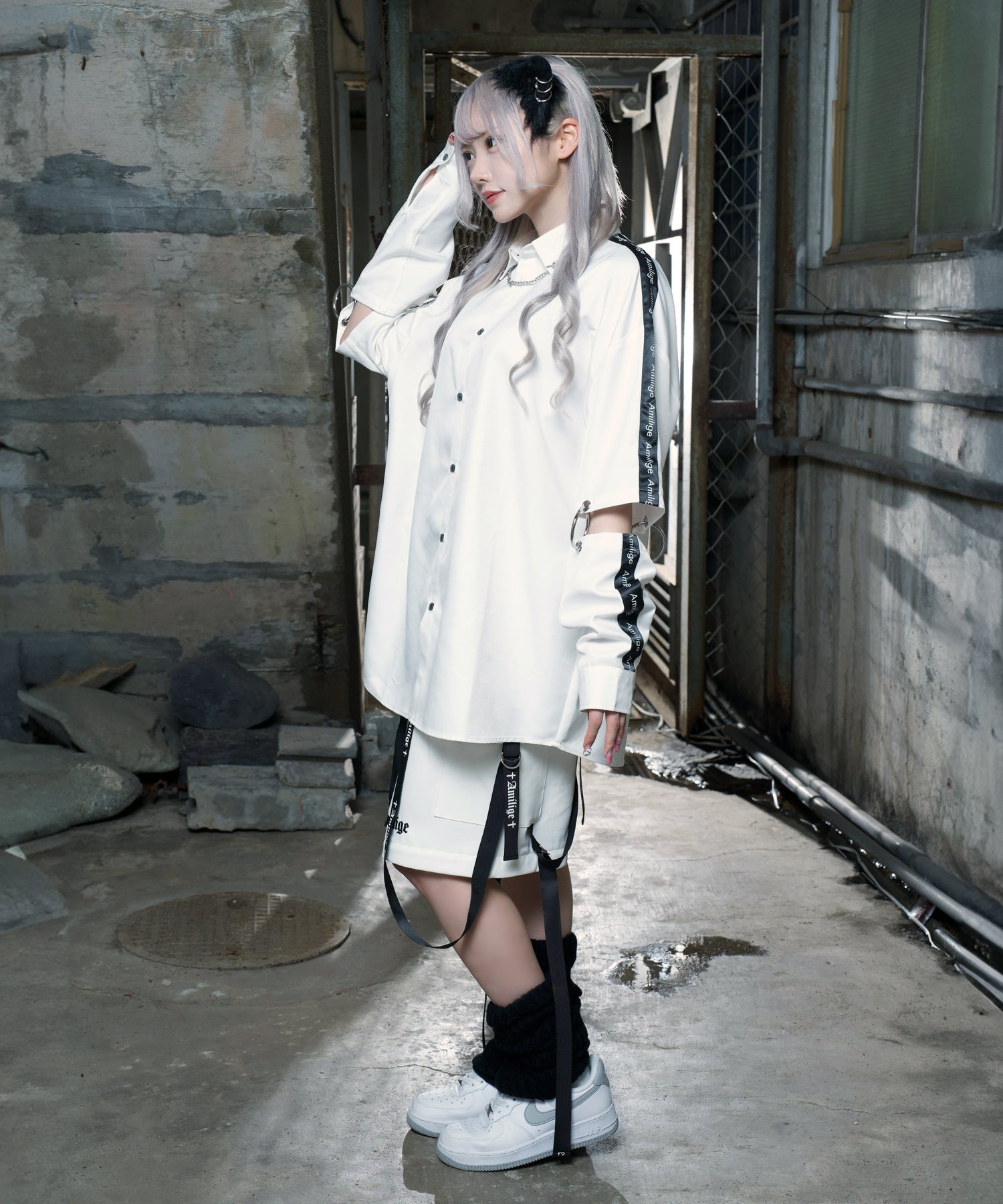 袖リングウイングプリントシャツ