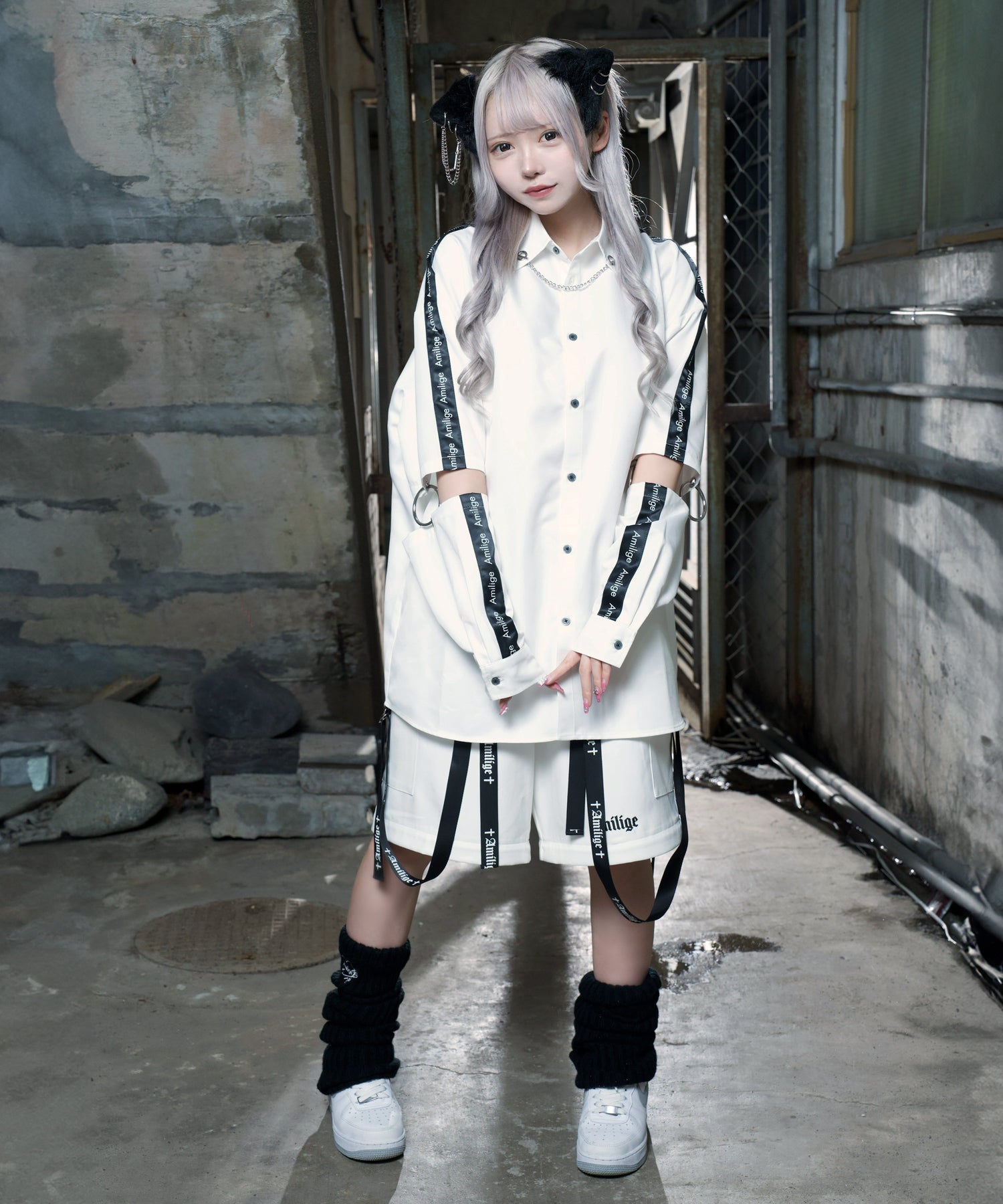 袖リングウイングプリントシャツ