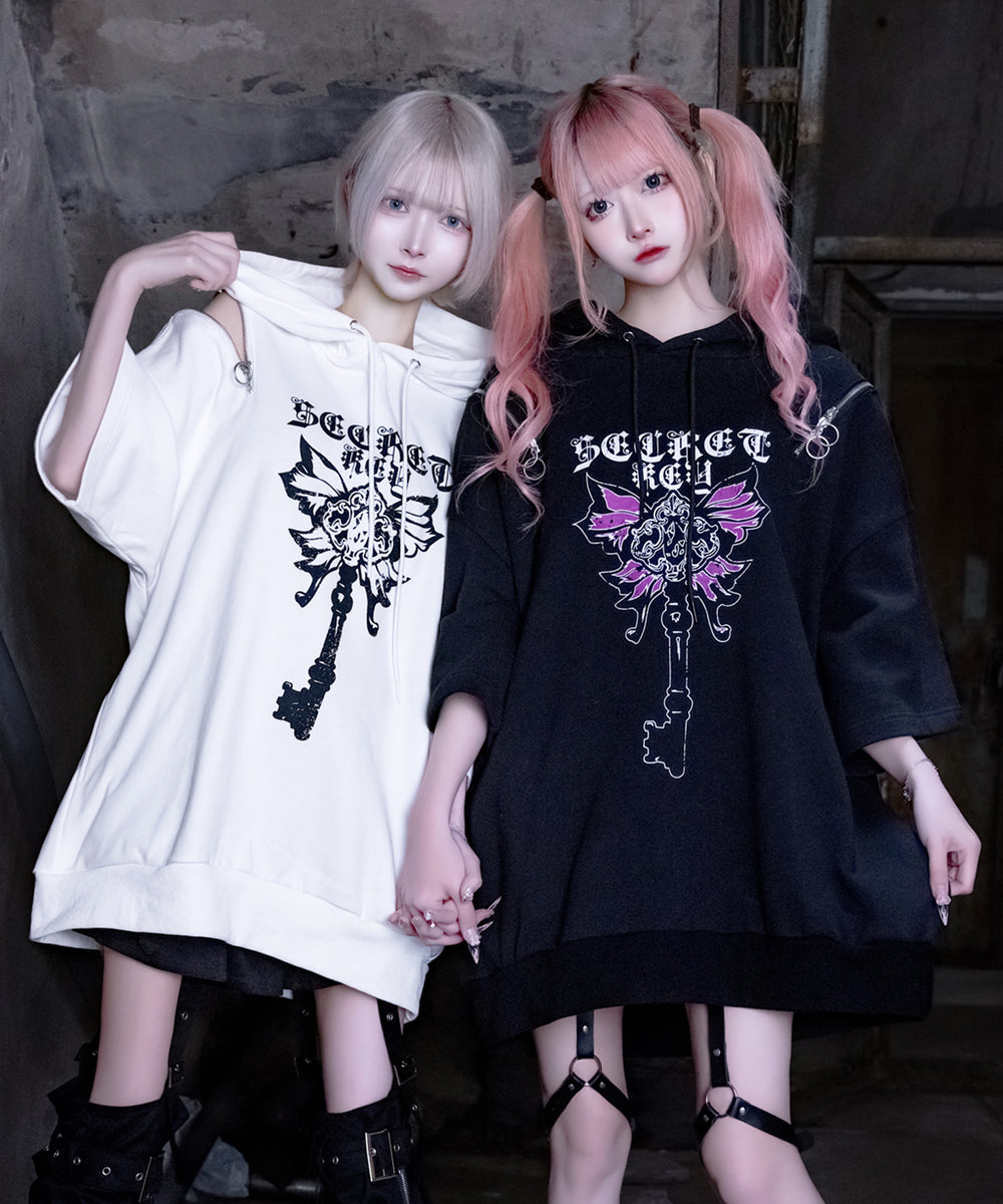 クマ耳バタフライキープリント肩ZIP半袖パーカー– A AM STUDIO