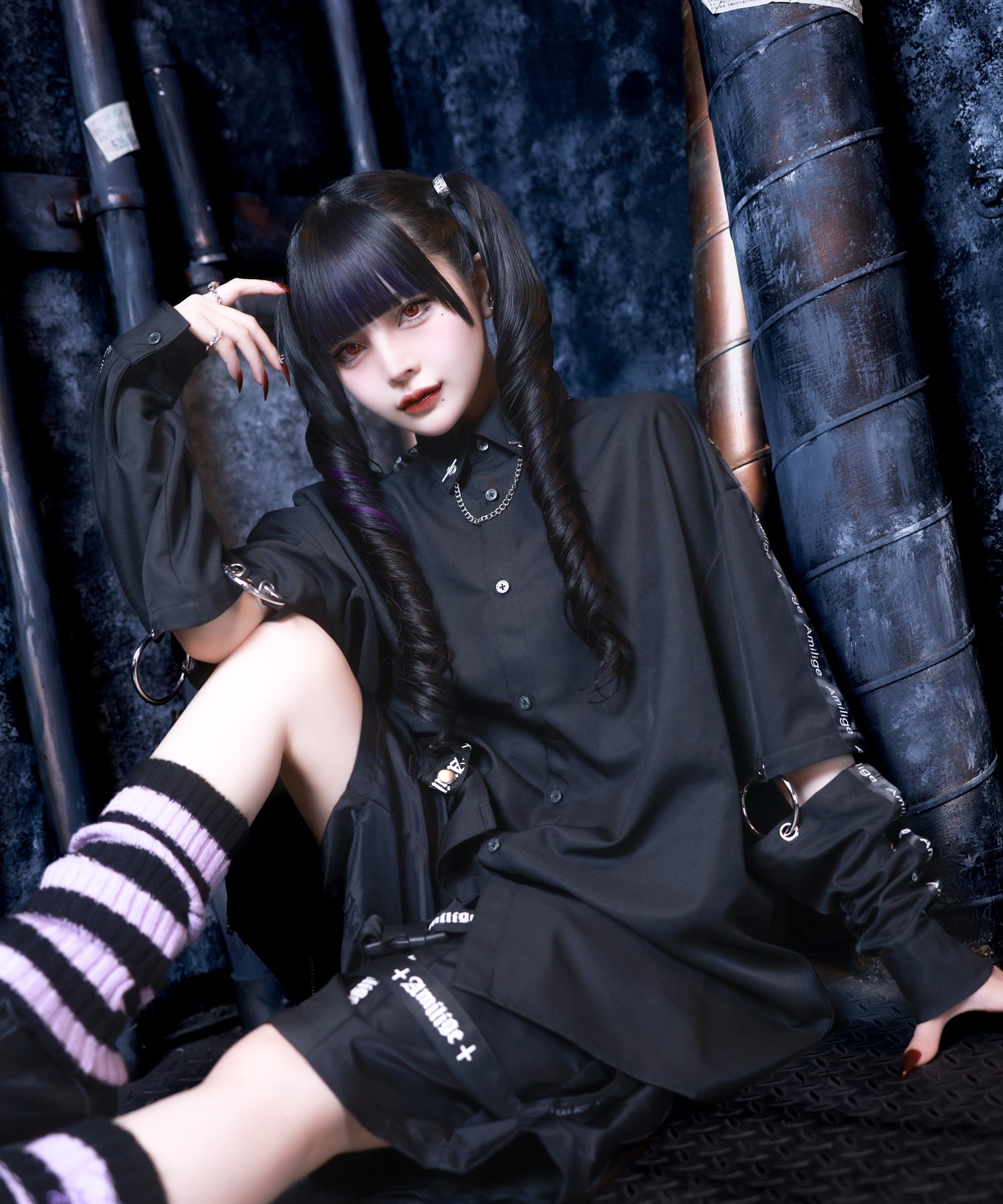 袖リングウイングプリントシャツ