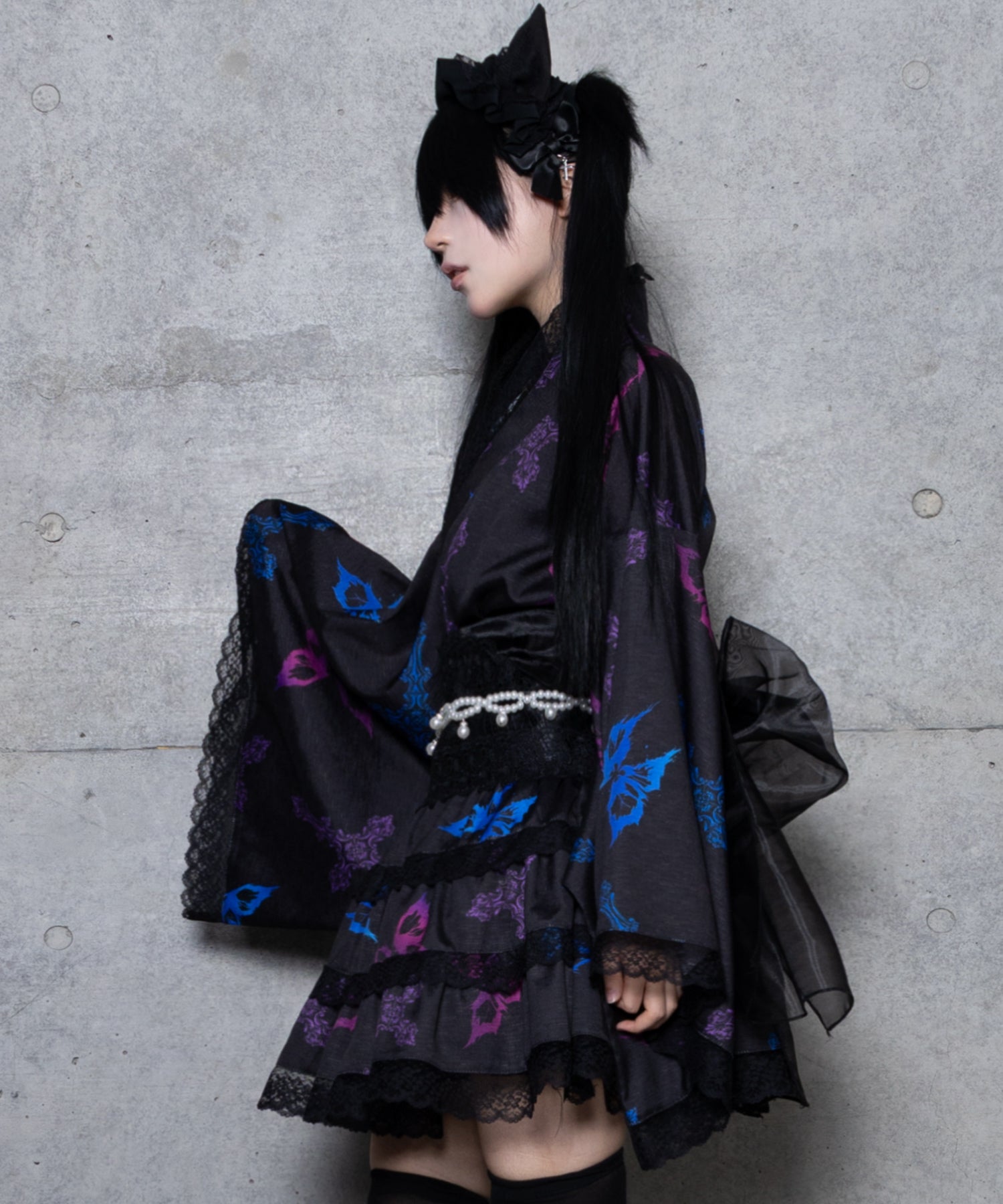 クロス蝶々総柄浴衣ワンピース+帯セット