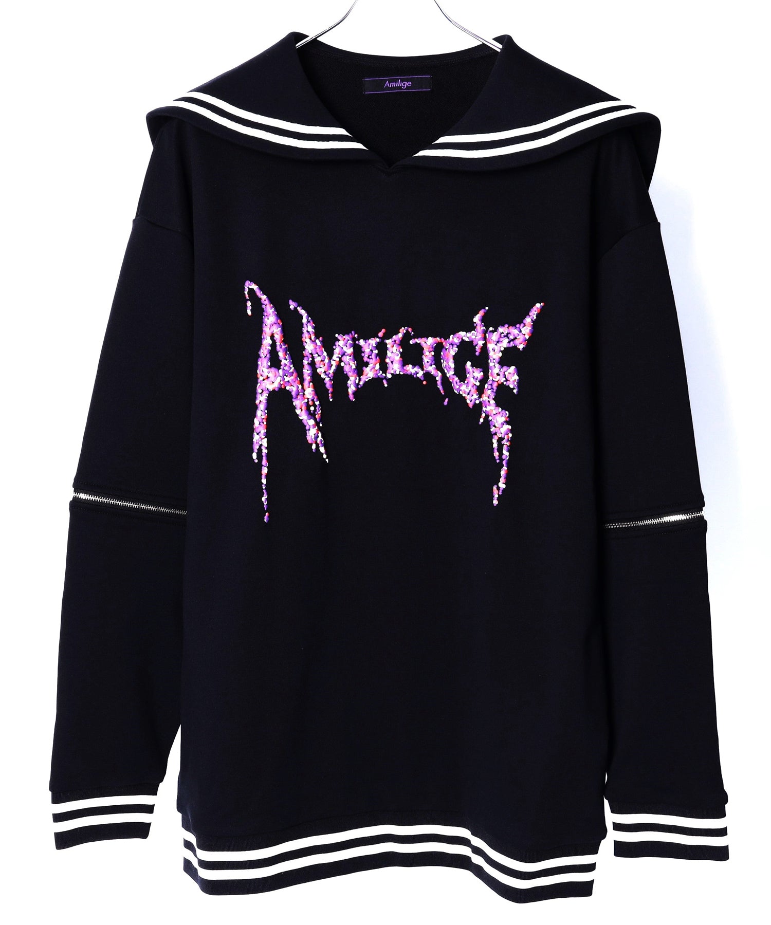 Amilige発泡プリントセーラーカラースウェット