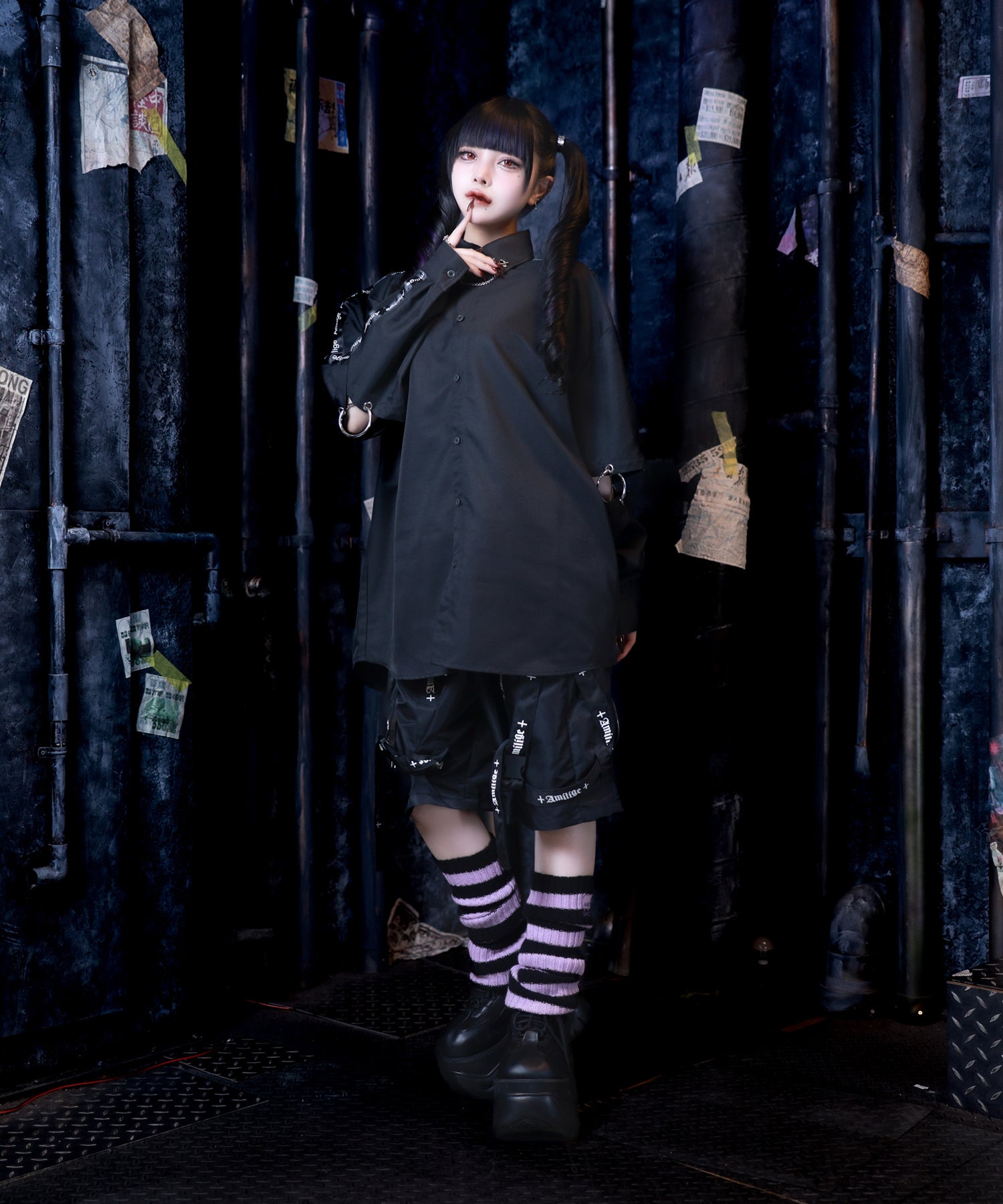 袖リングウイングプリントシャツ