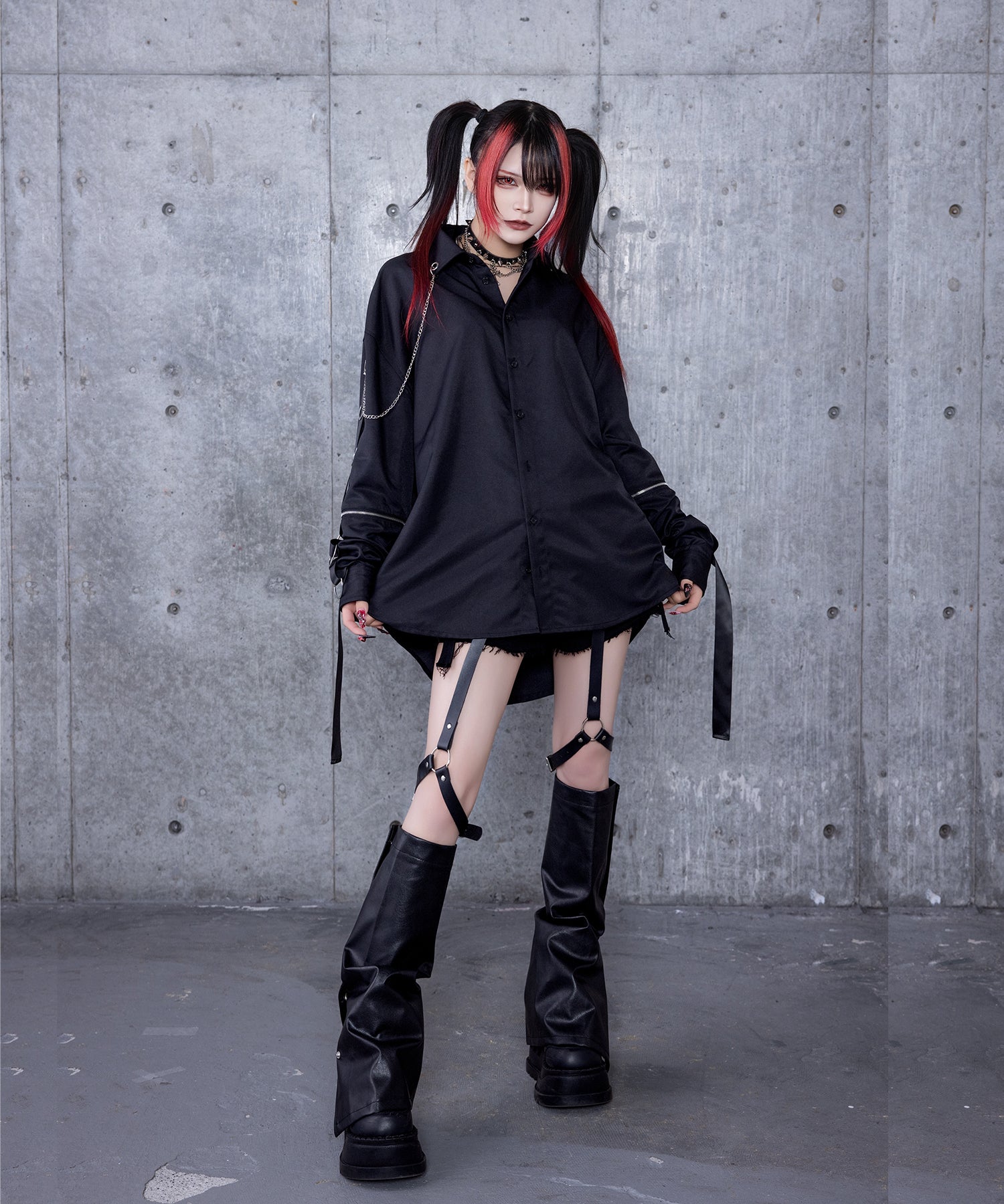 クロスロゴプリント袖リングシャツ