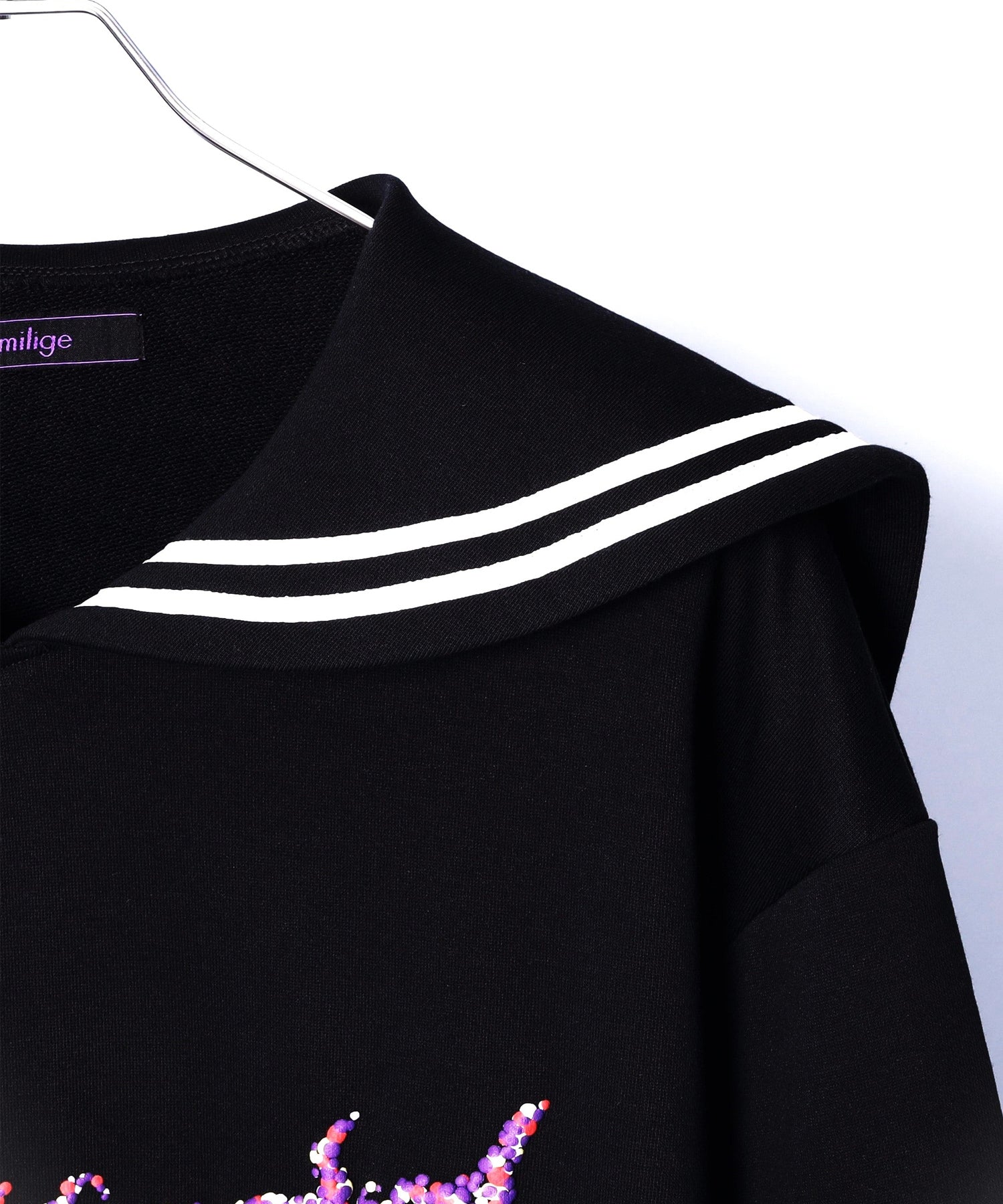 Amilige発泡プリントセーラーカラースウェット