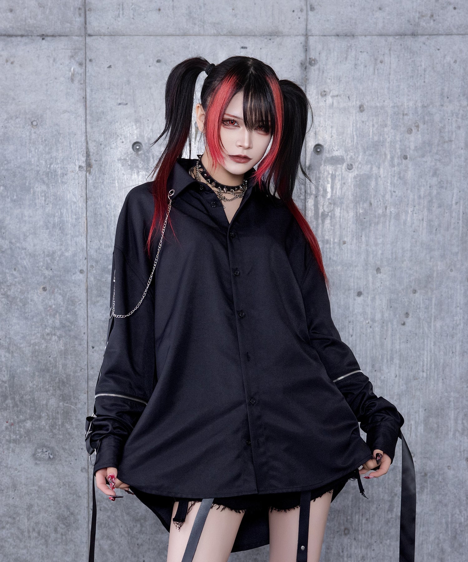 クロスロゴプリント袖リングシャツ