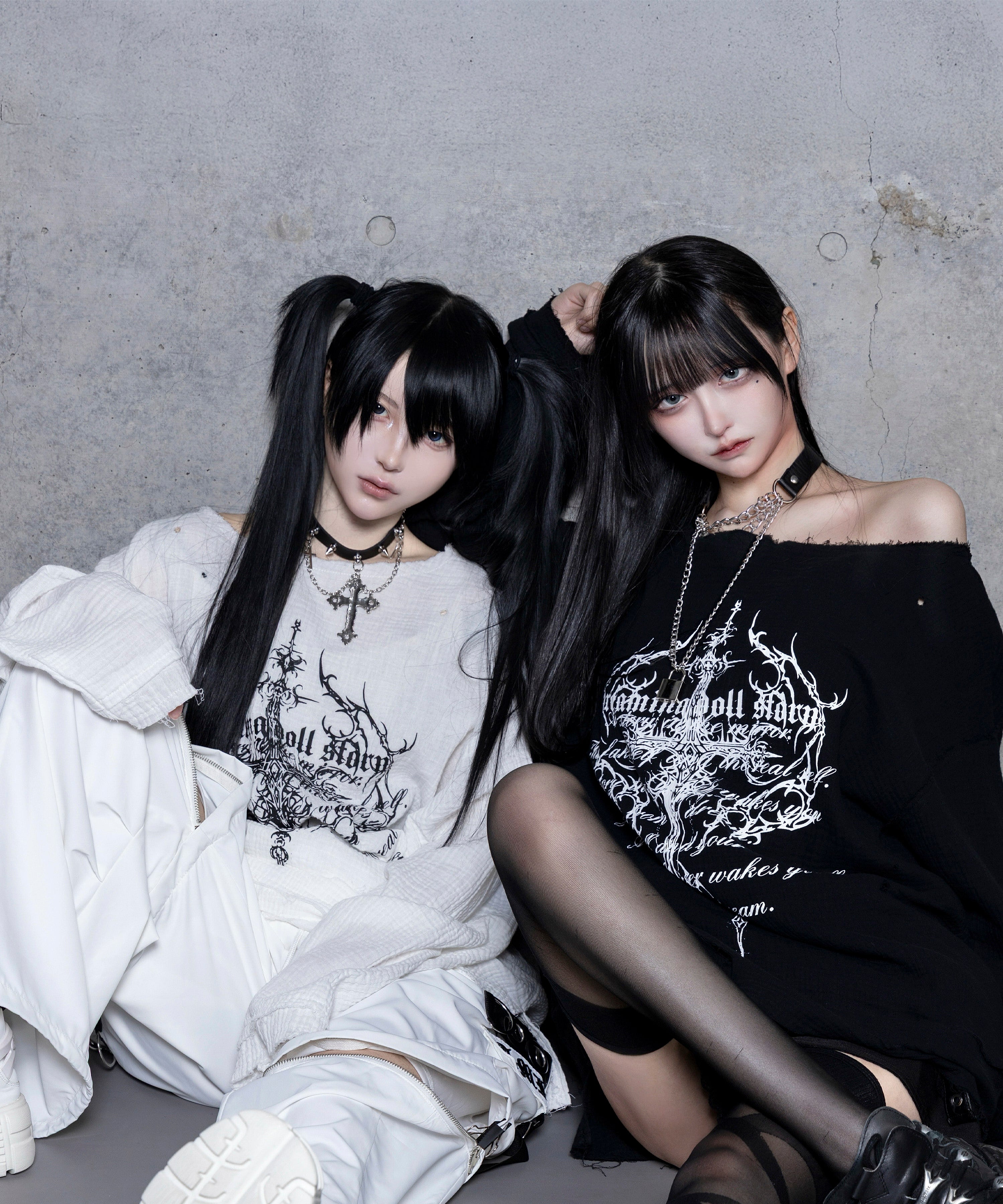 クロスロゴプリントダメージガーゼトップス