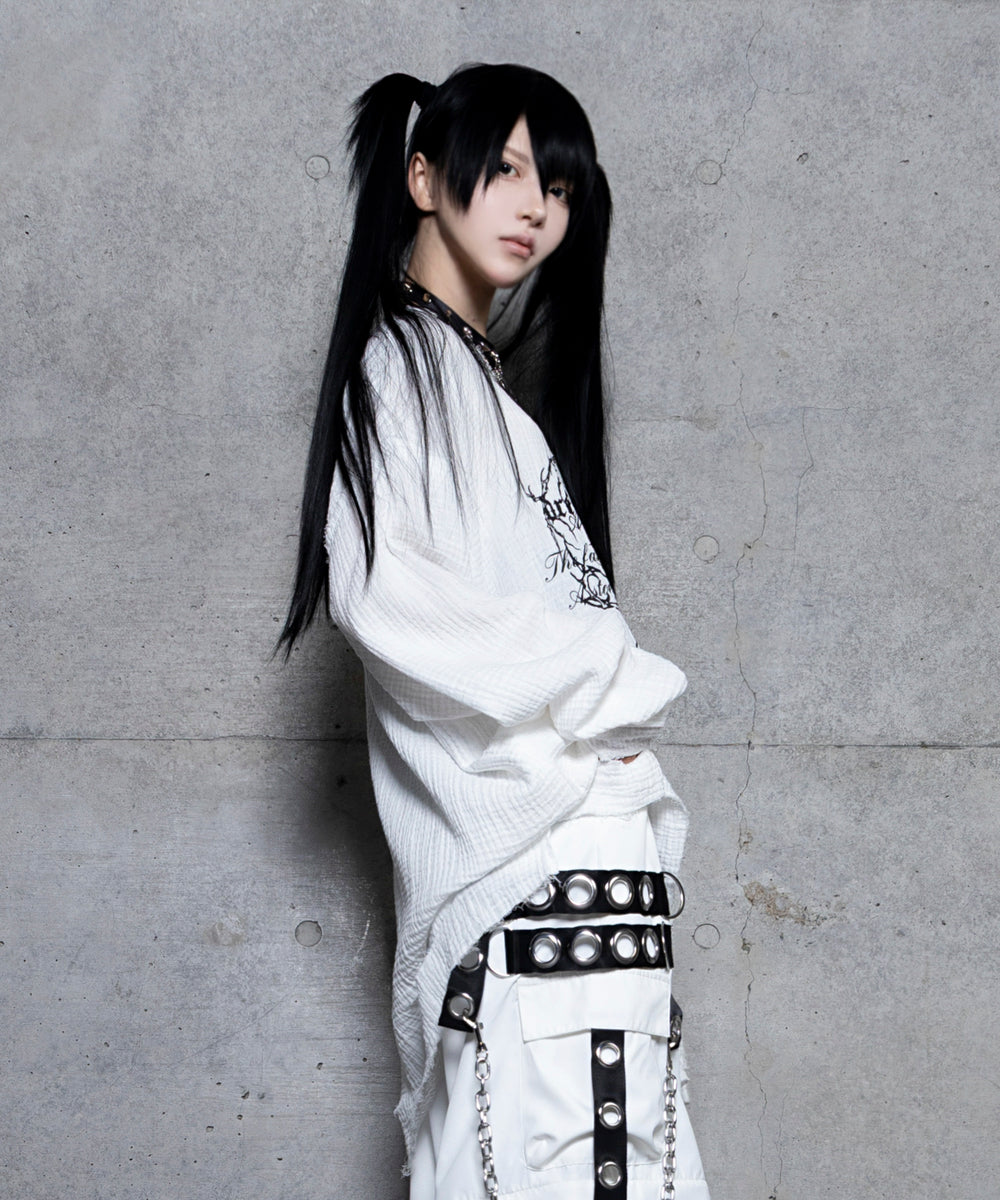 ダメージ　ガーゼ　トップス　黒 ダメージガーゼトップス– A AM STUDIO