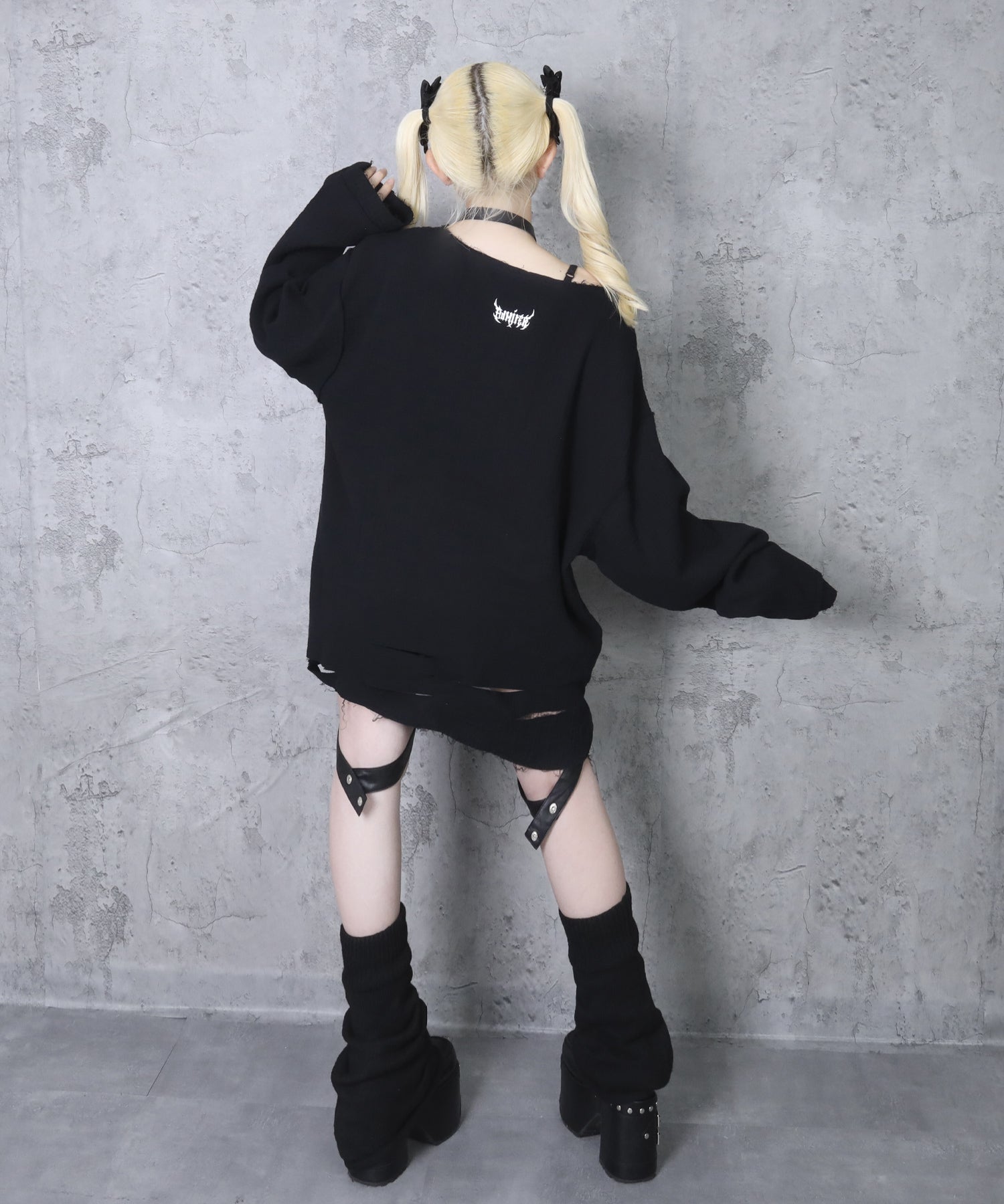 クロスロゴプリントダメージガーゼトップス