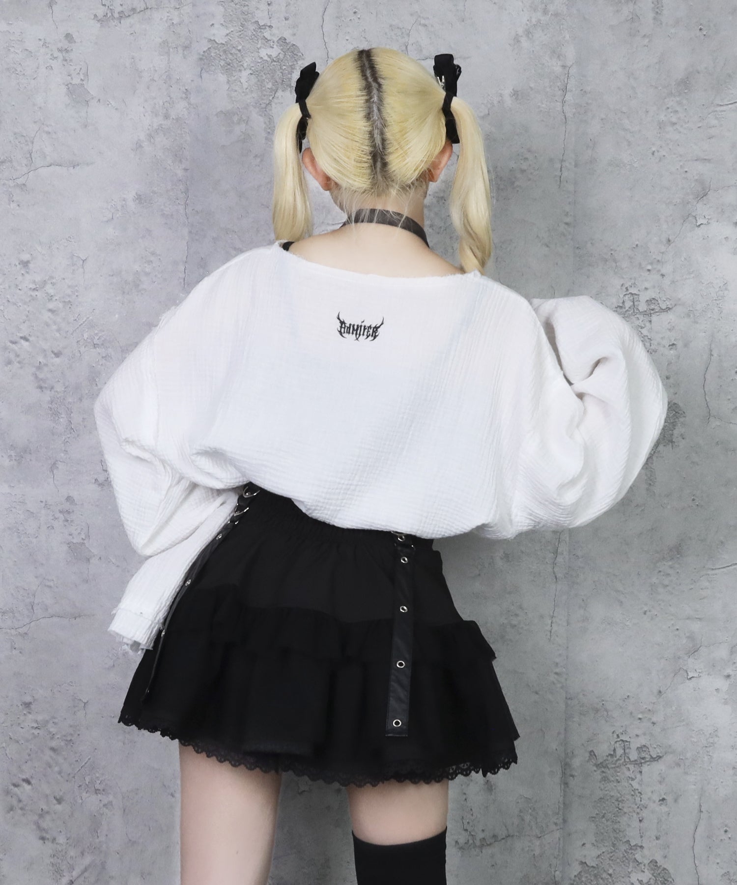 クロスロゴプリントダメージガーゼトップス