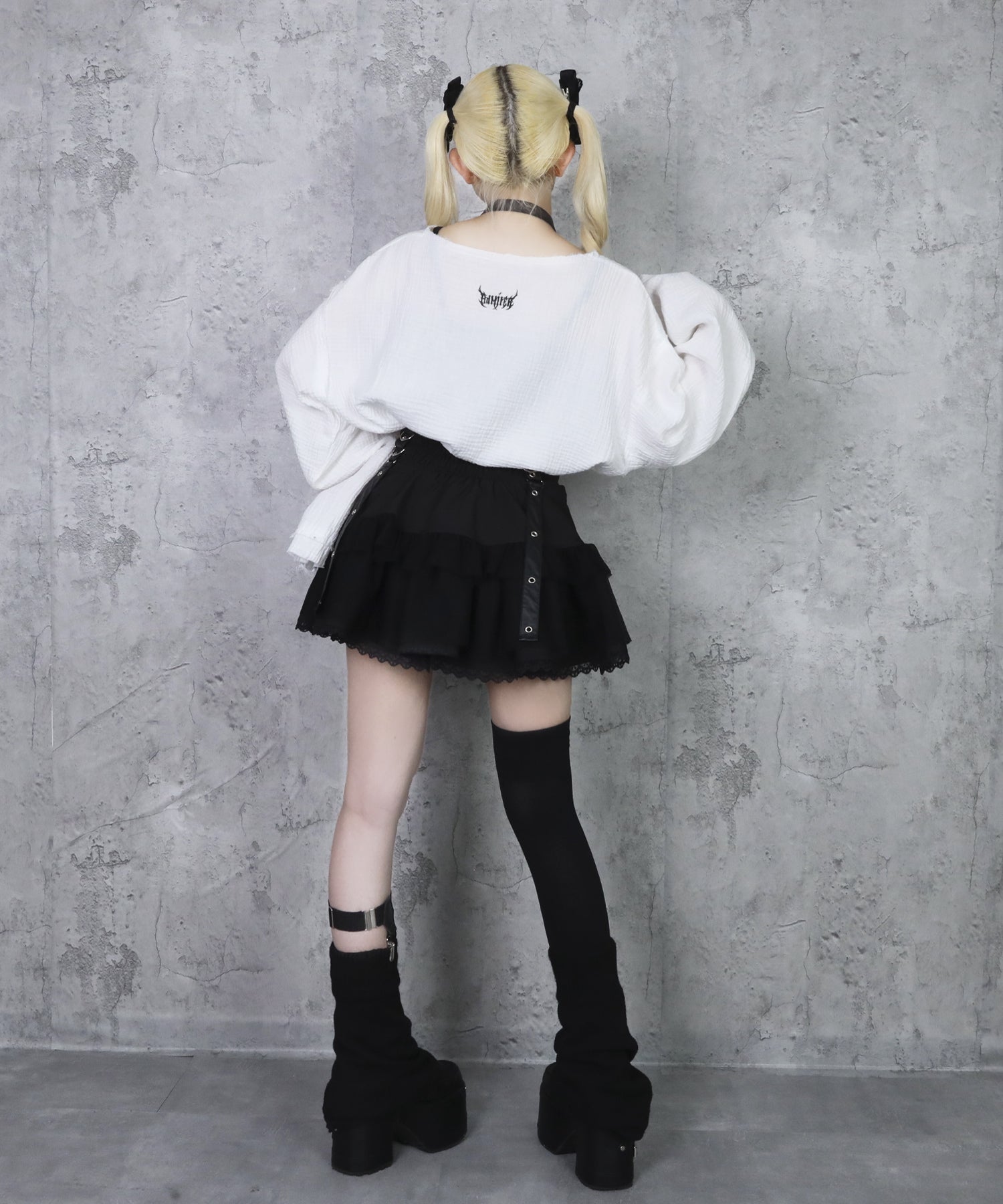 クロスロゴプリントダメージガーゼトップス