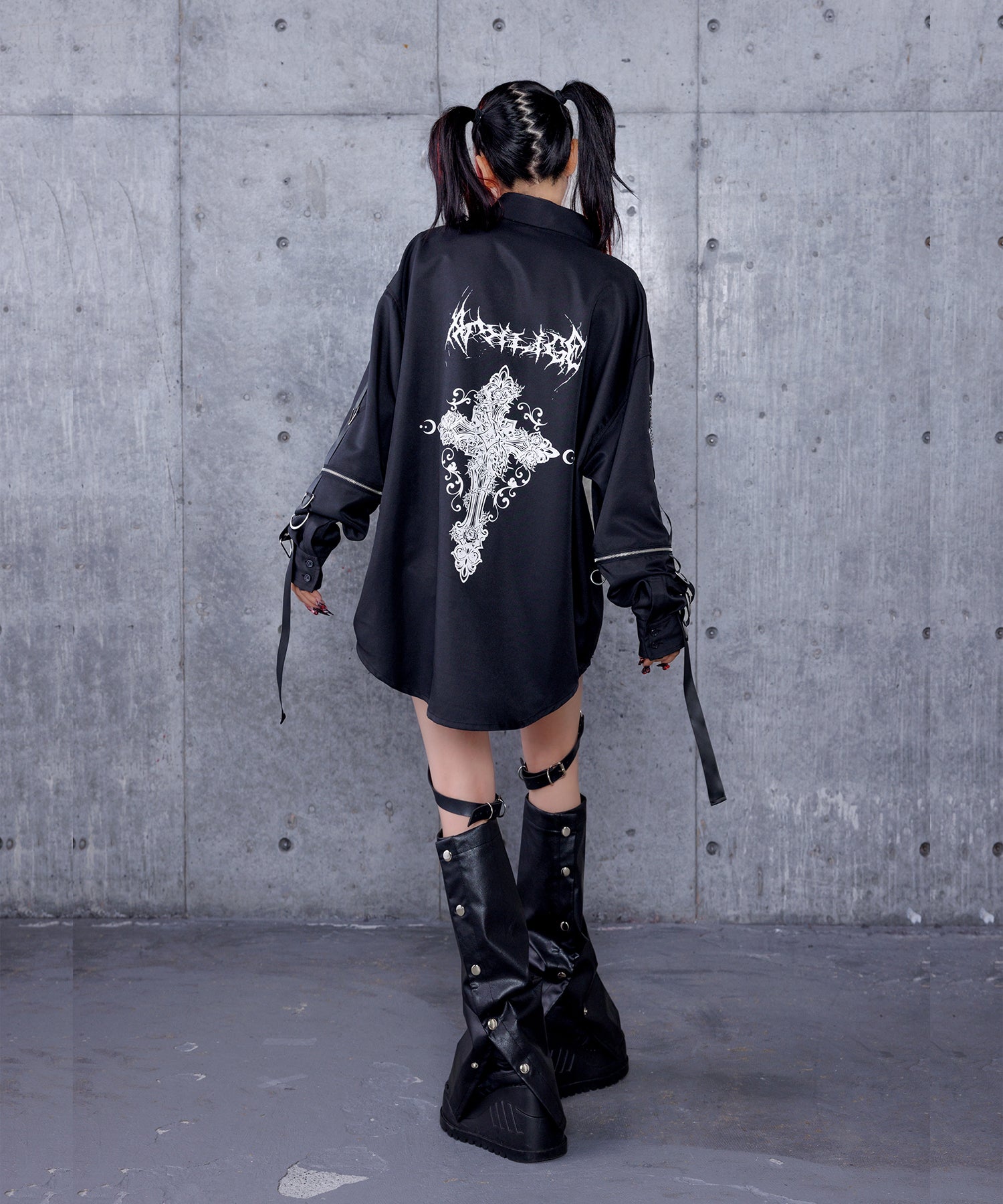 クロスロゴプリント袖リングシャツ