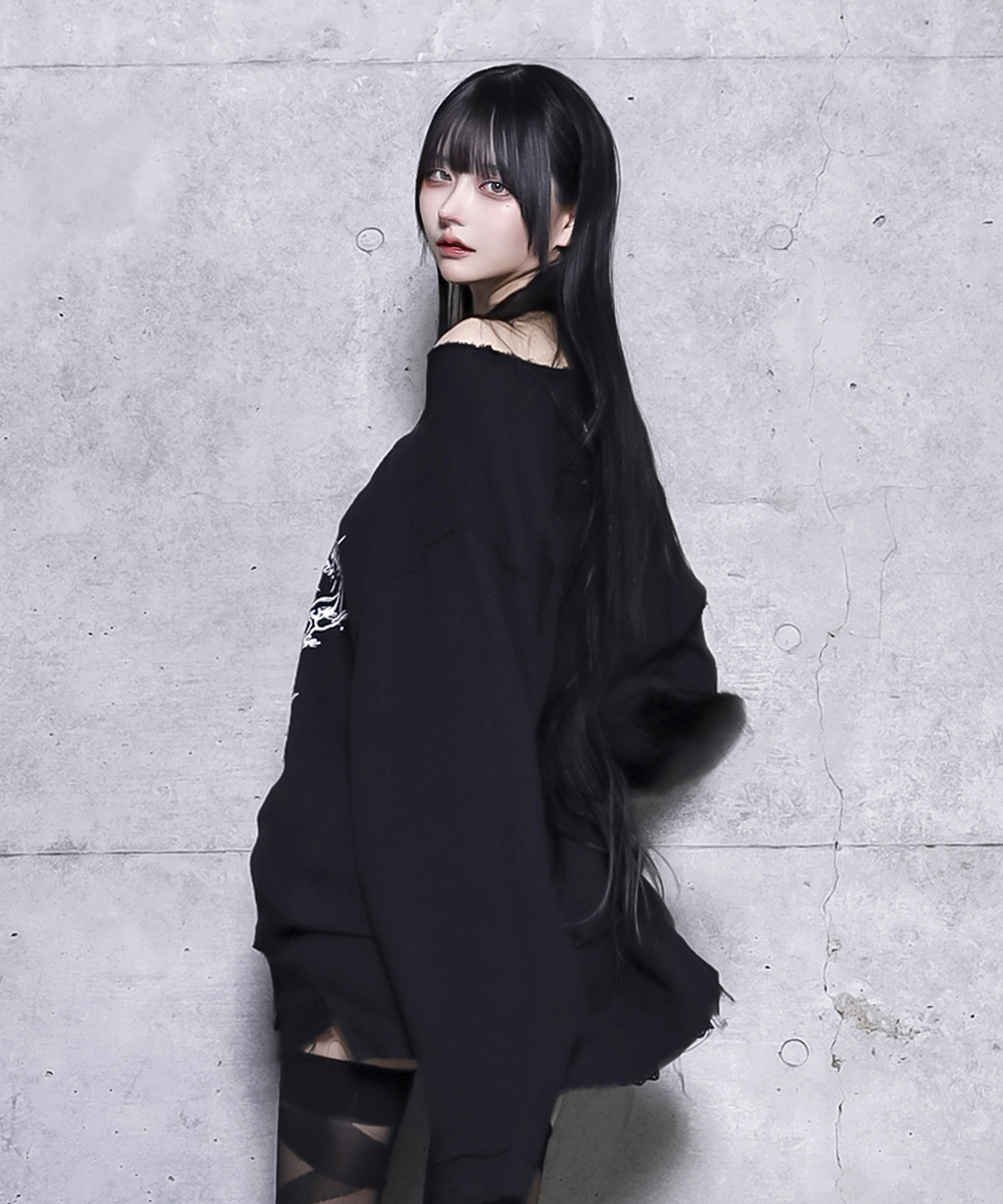 クロスロゴプリントダメージガーゼトップス