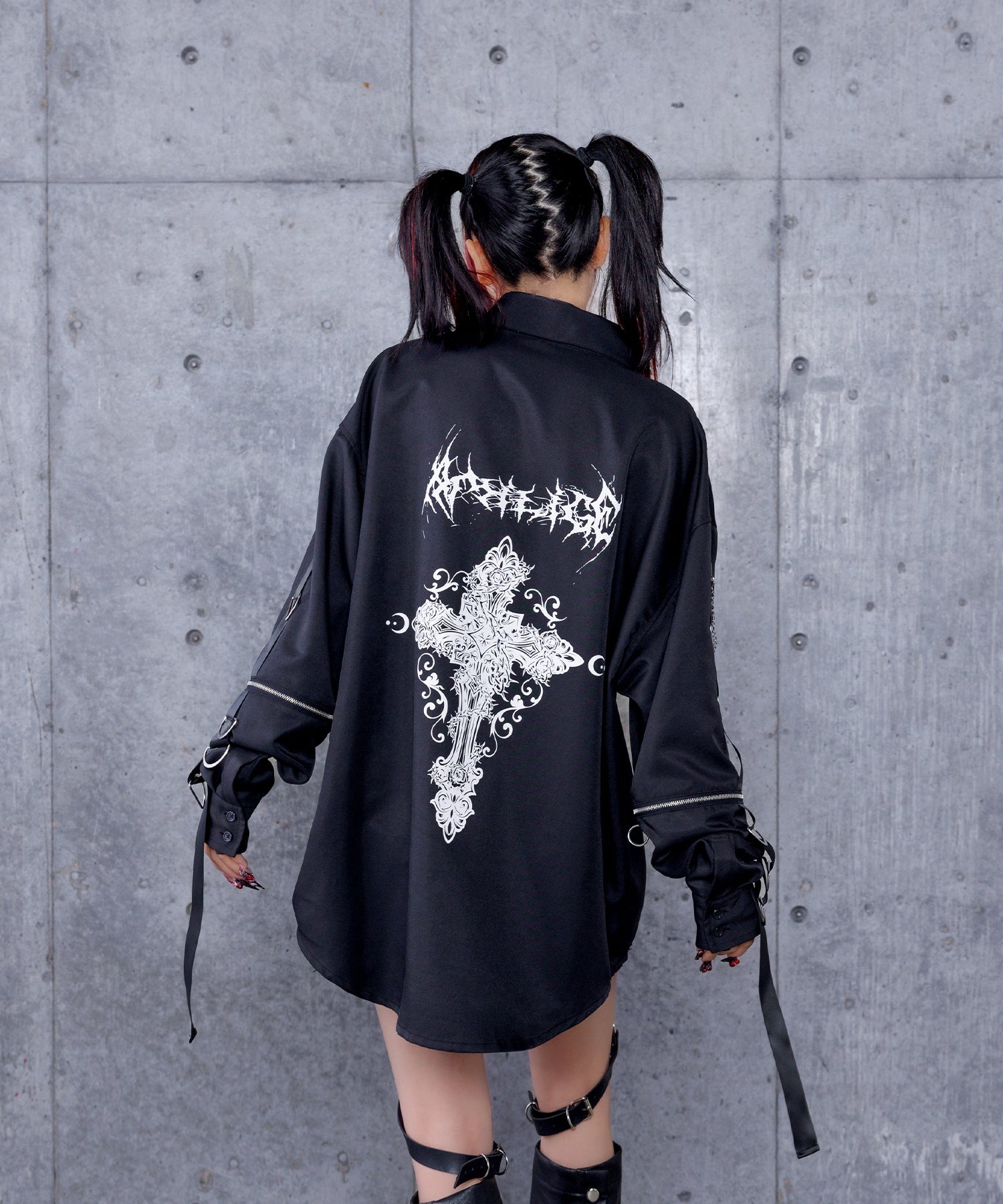 クロスロゴプリント袖リングシャツ