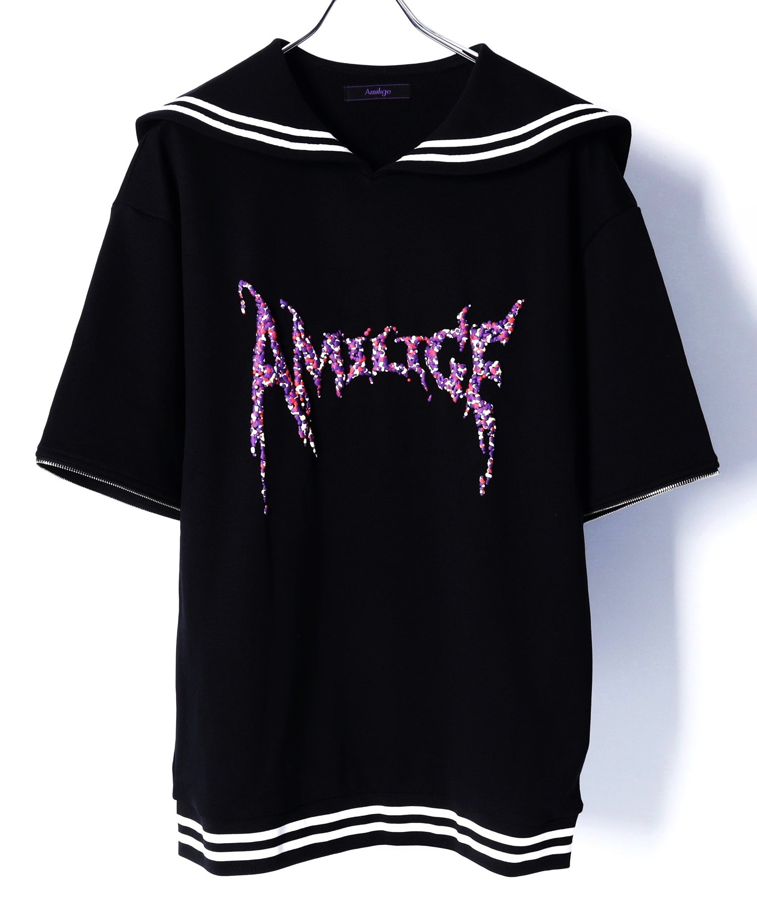 Amilige発泡プリントセーラーカラースウェット