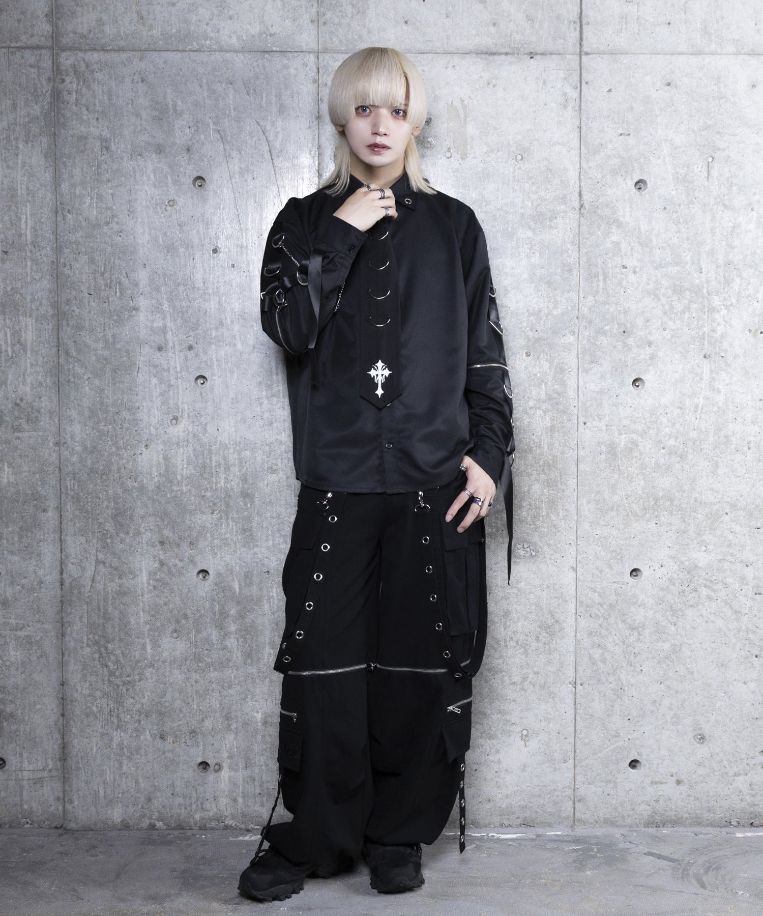 クロスロゴプリント袖リングシャツ