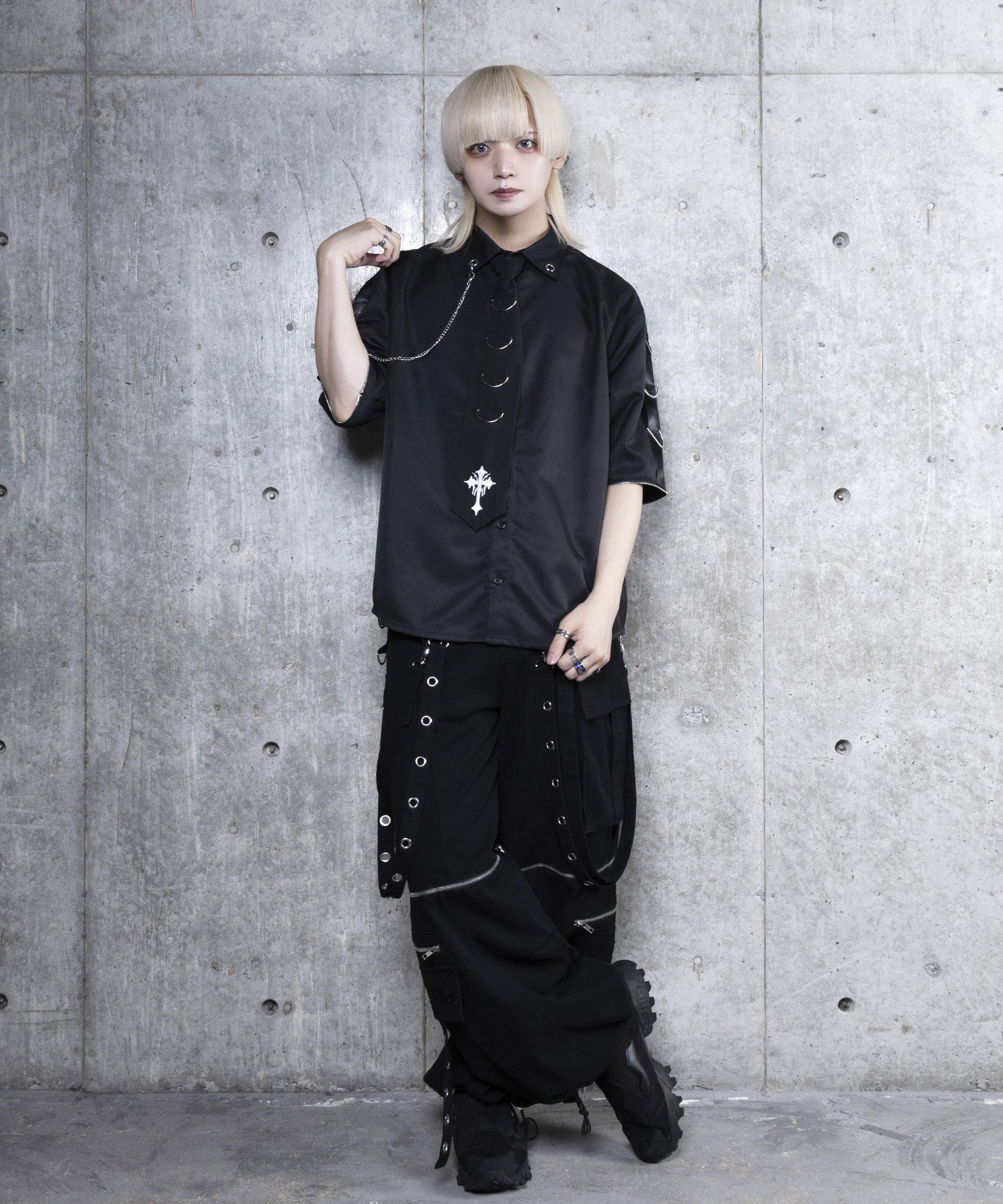 クロスロゴプリント袖リングシャツ