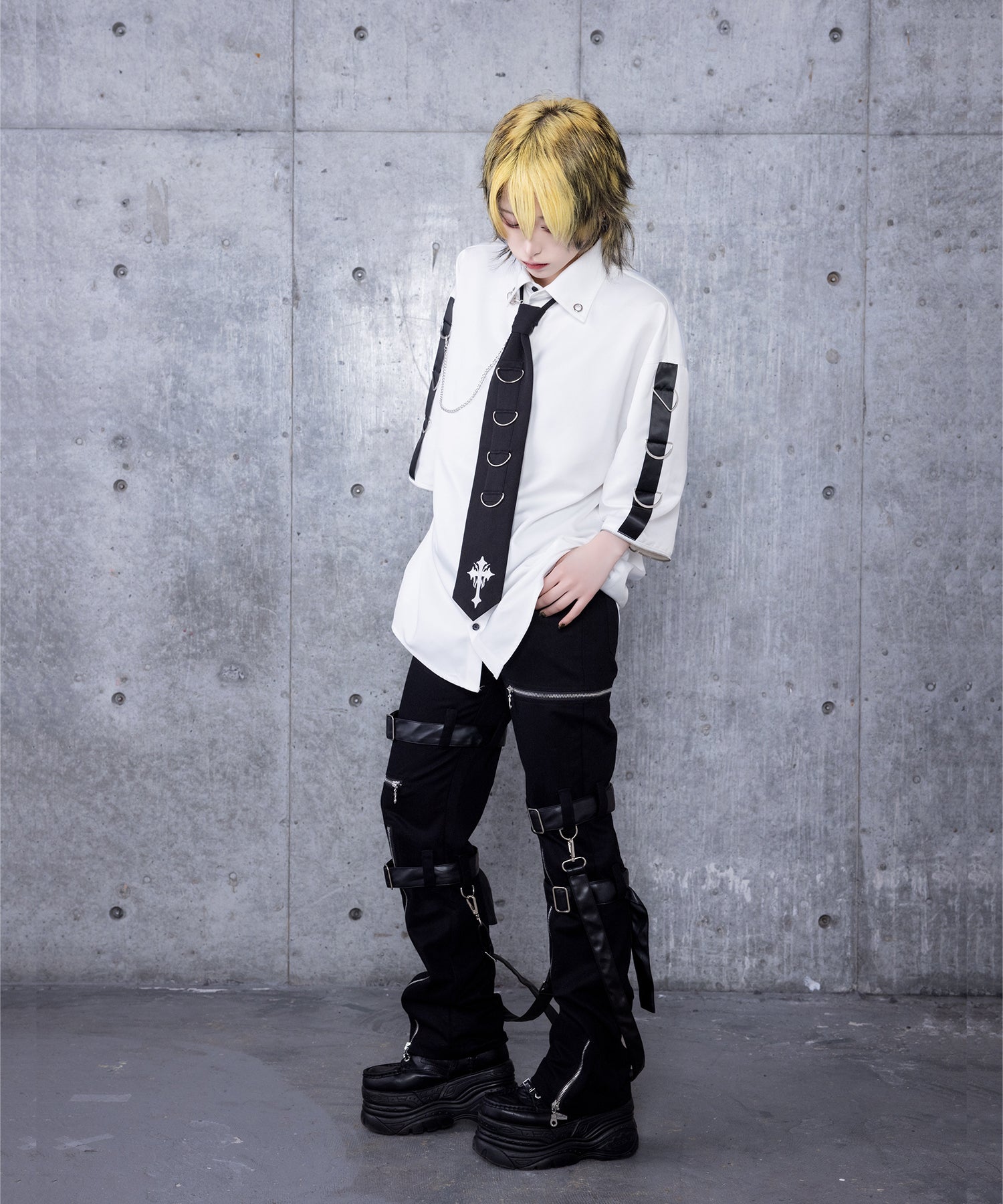 クロスロゴプリント袖リングシャツ