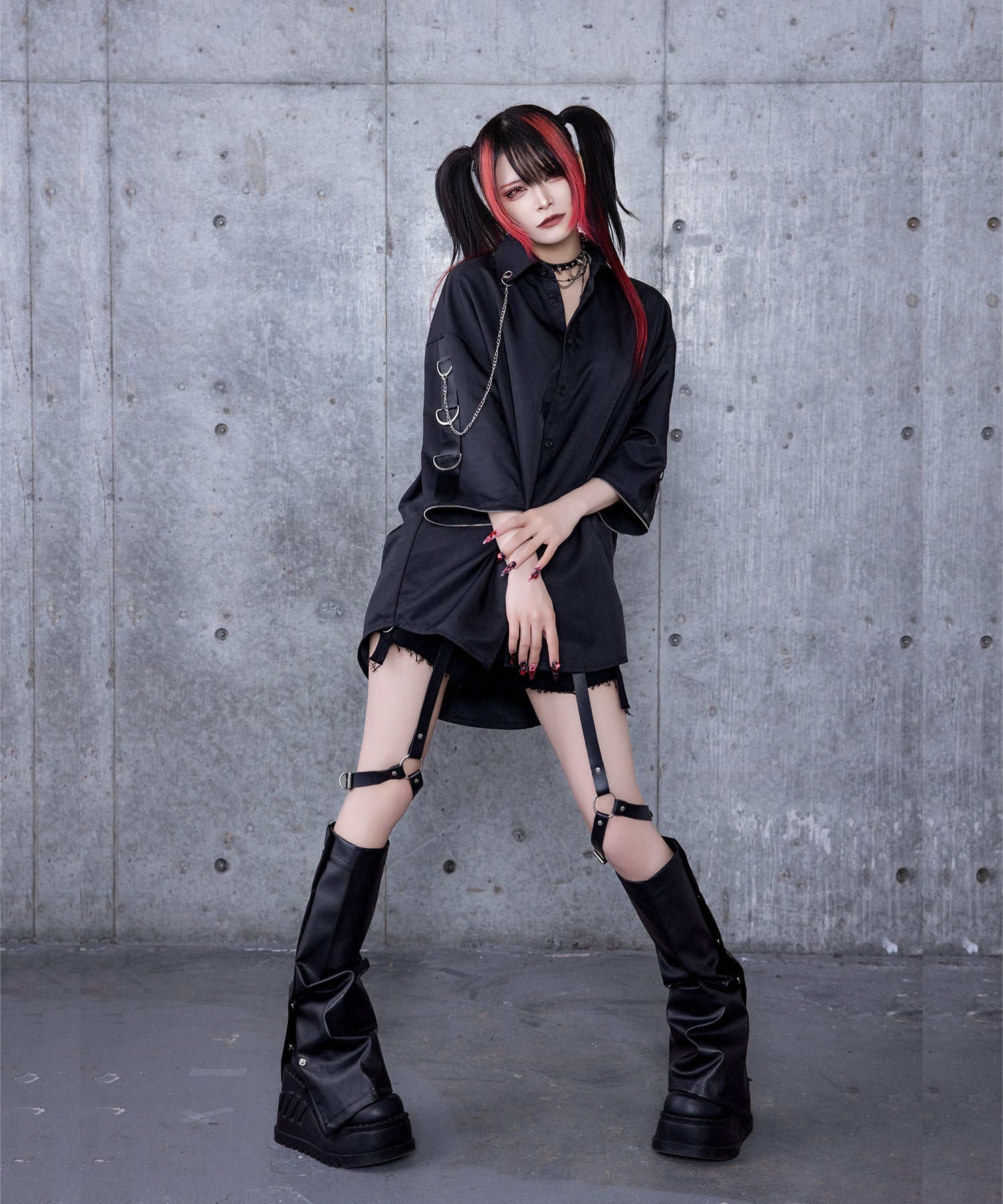 クロスロゴプリント袖リングシャツ