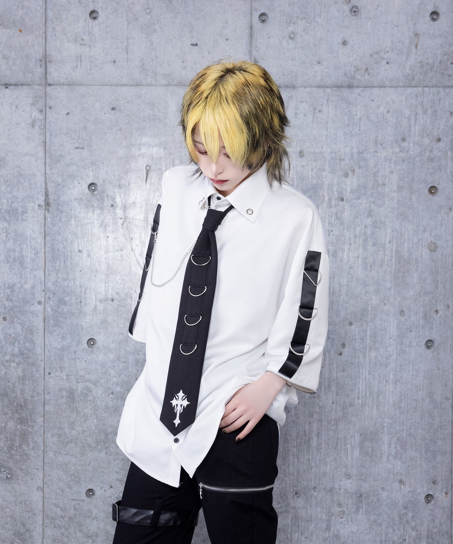 クロスロゴプリント袖リングシャツ