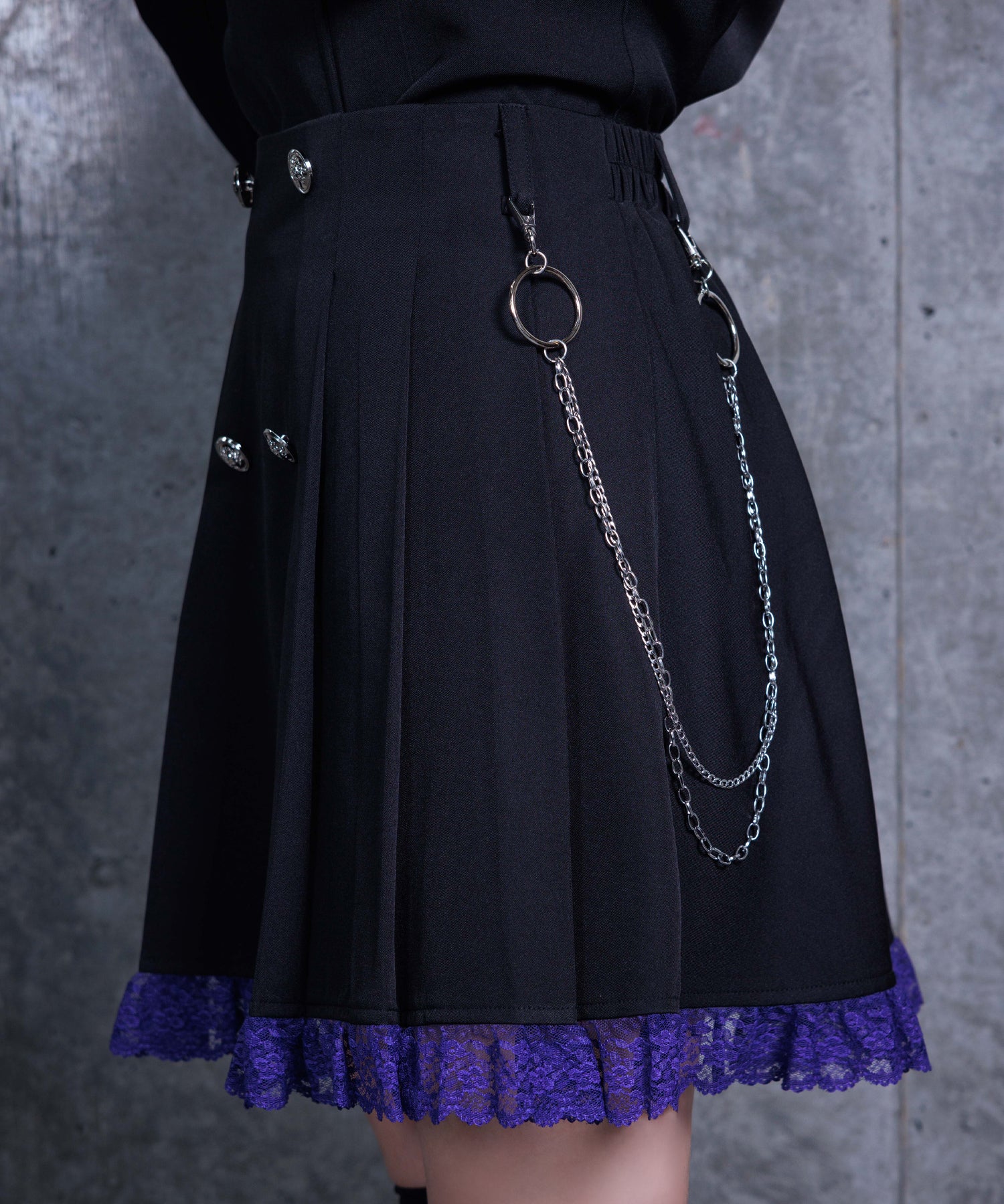 エンブレムワッペン付きレースジャケット ボックスプリーツスカートセット