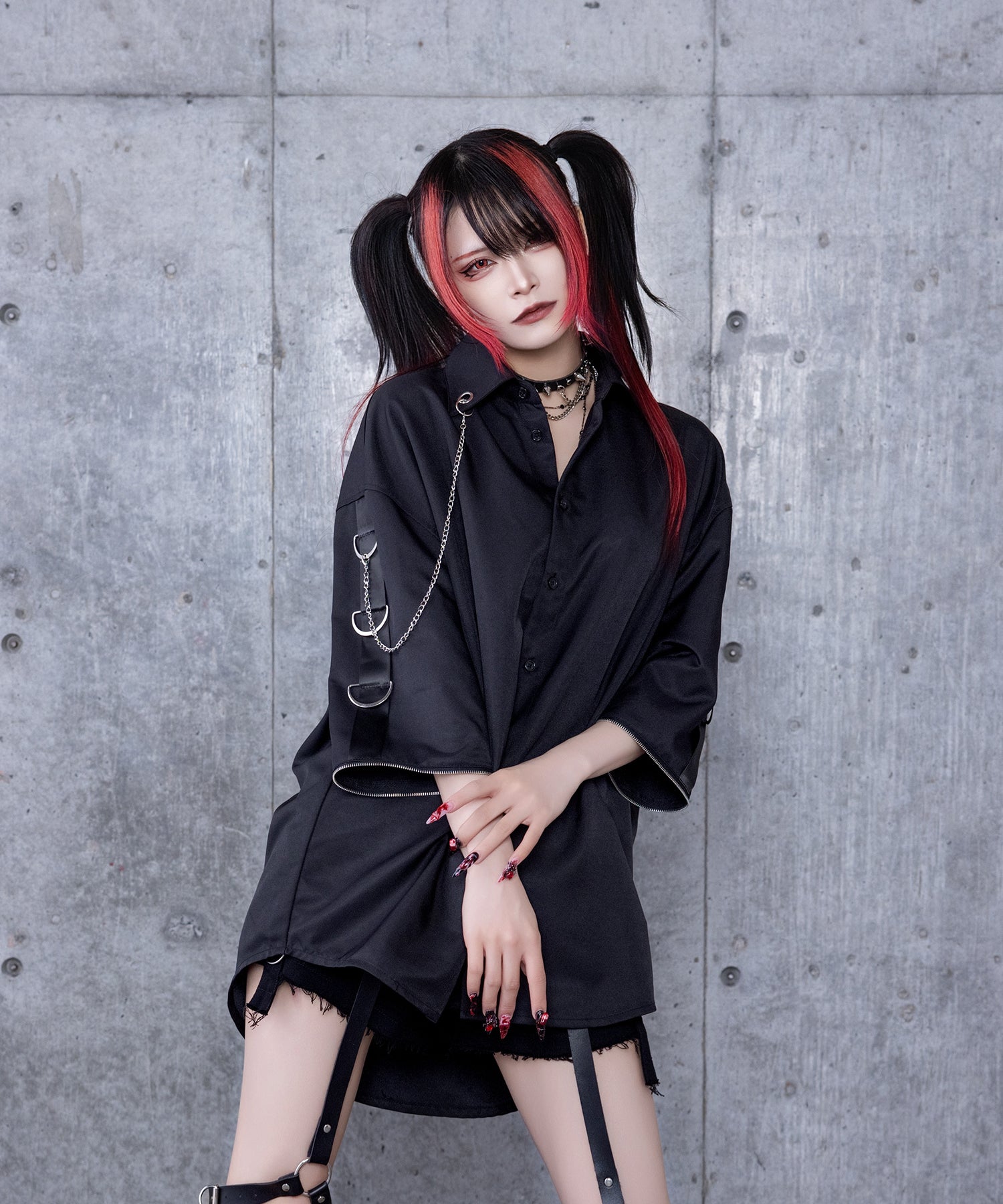 クロスロゴプリント袖リングシャツ