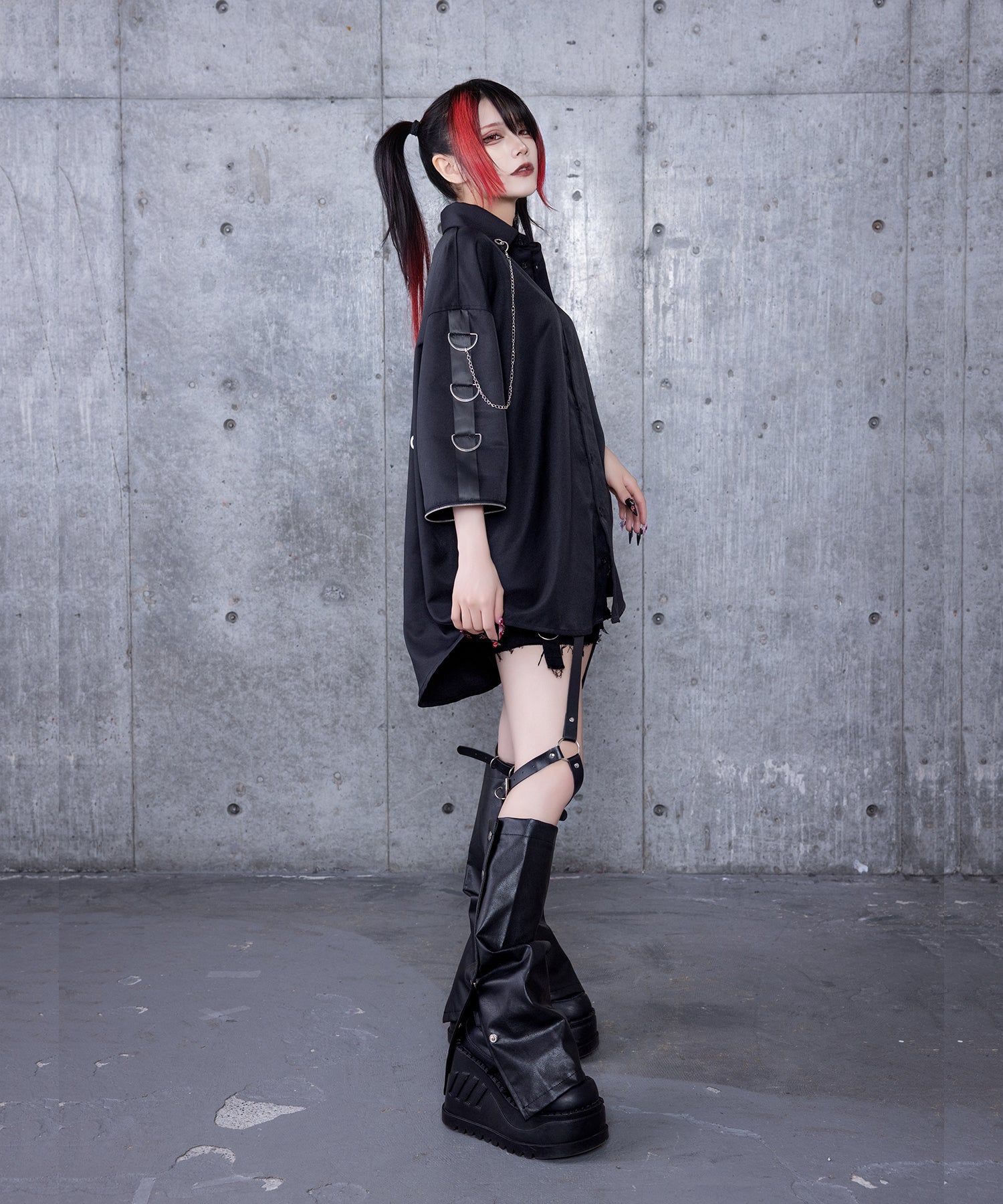 クロスロゴプリント袖リングシャツ