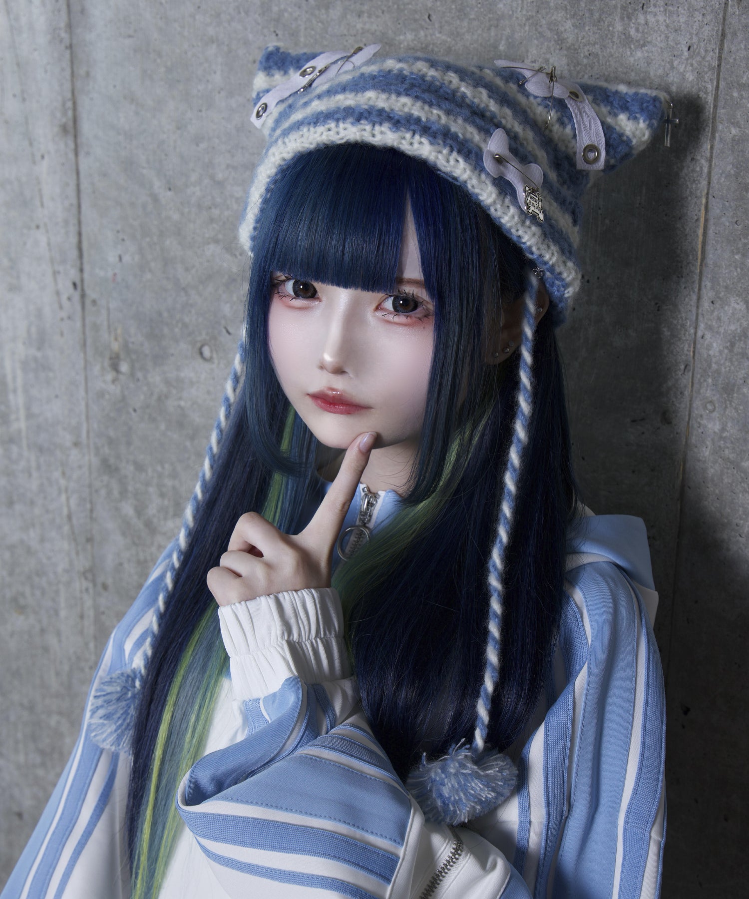 【Asheri-アシェリ-】ネコ耳ボーダーニット帽