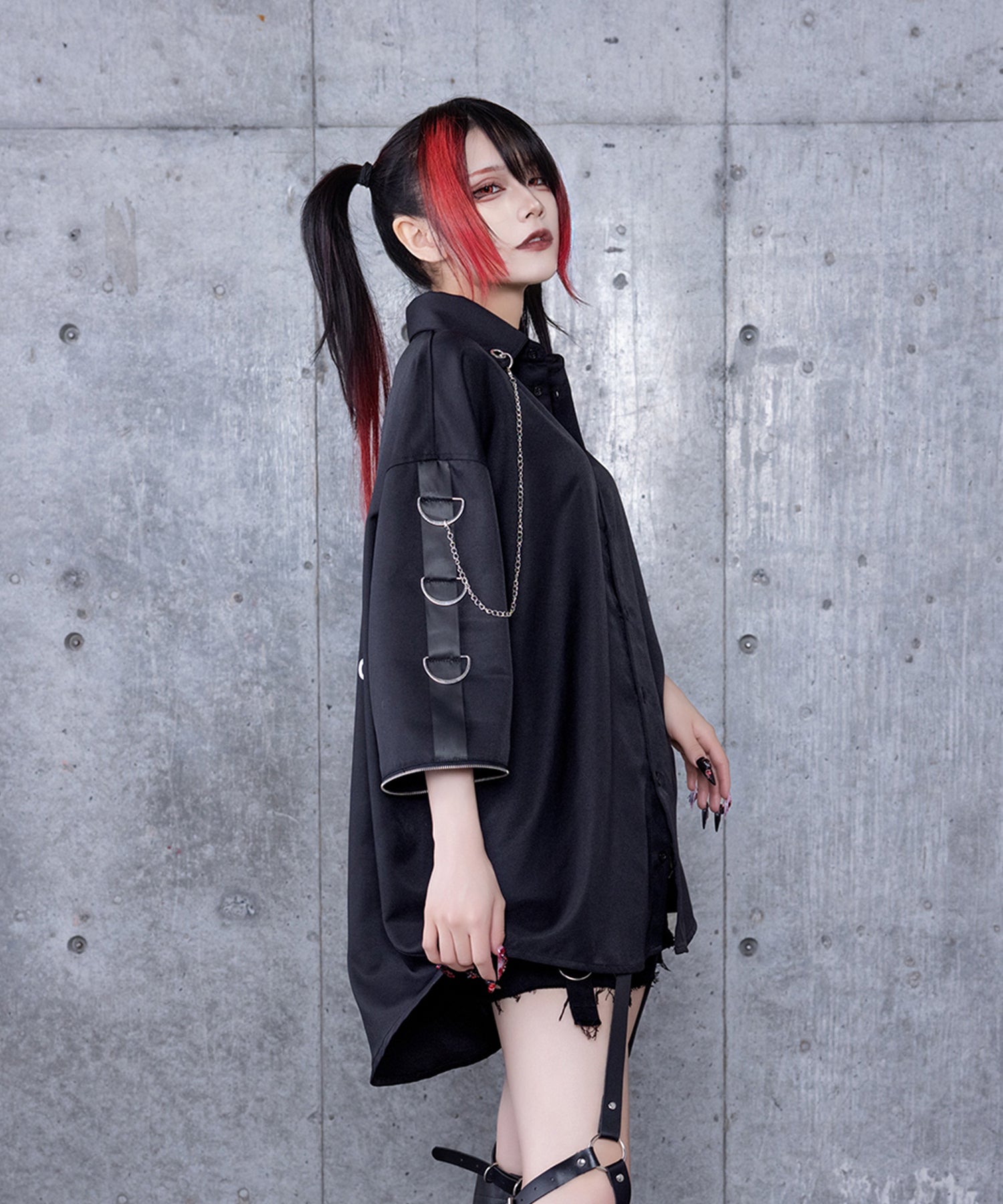 クロスロゴプリント袖リングシャツ