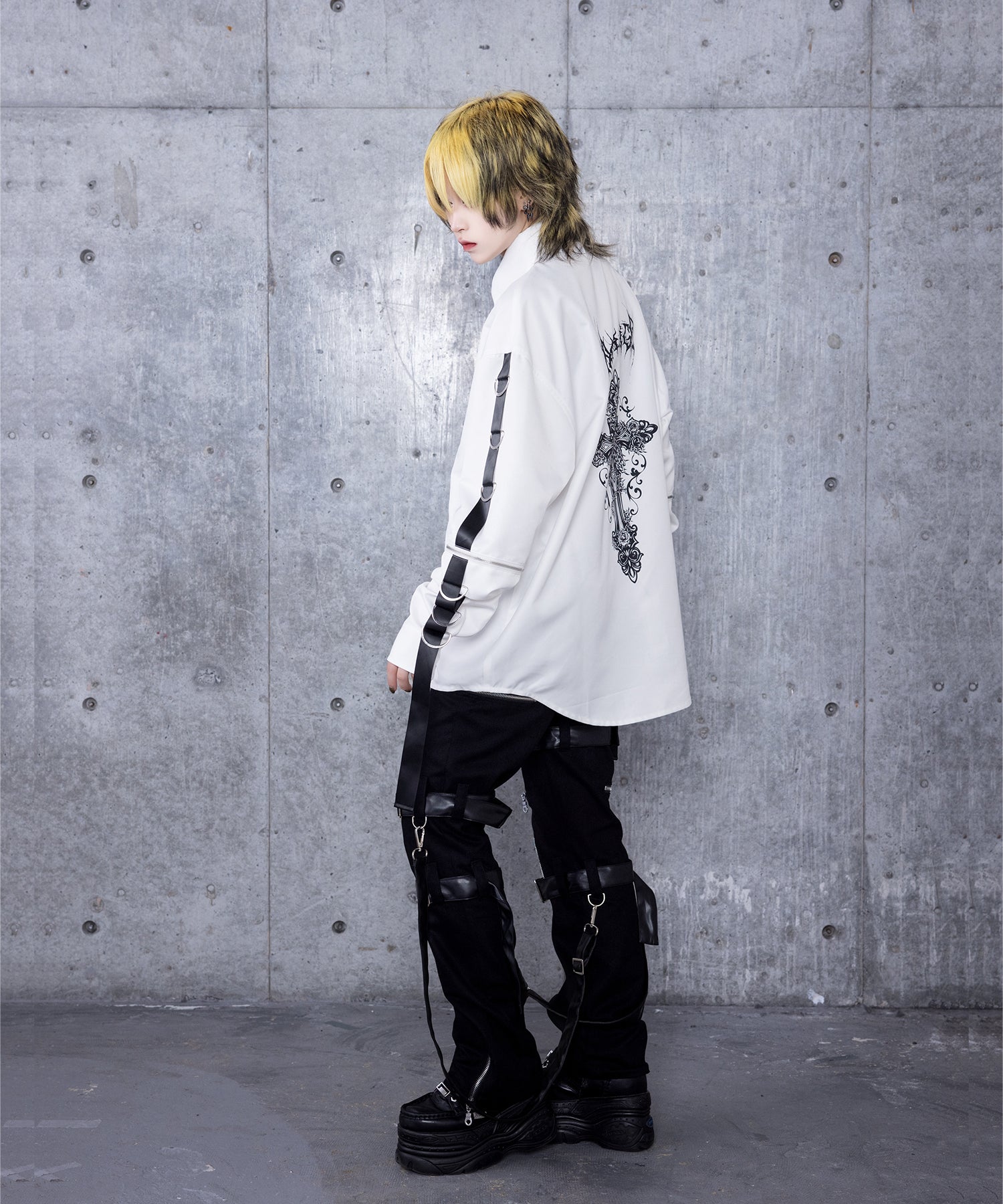 クロスロゴプリント袖リングシャツ