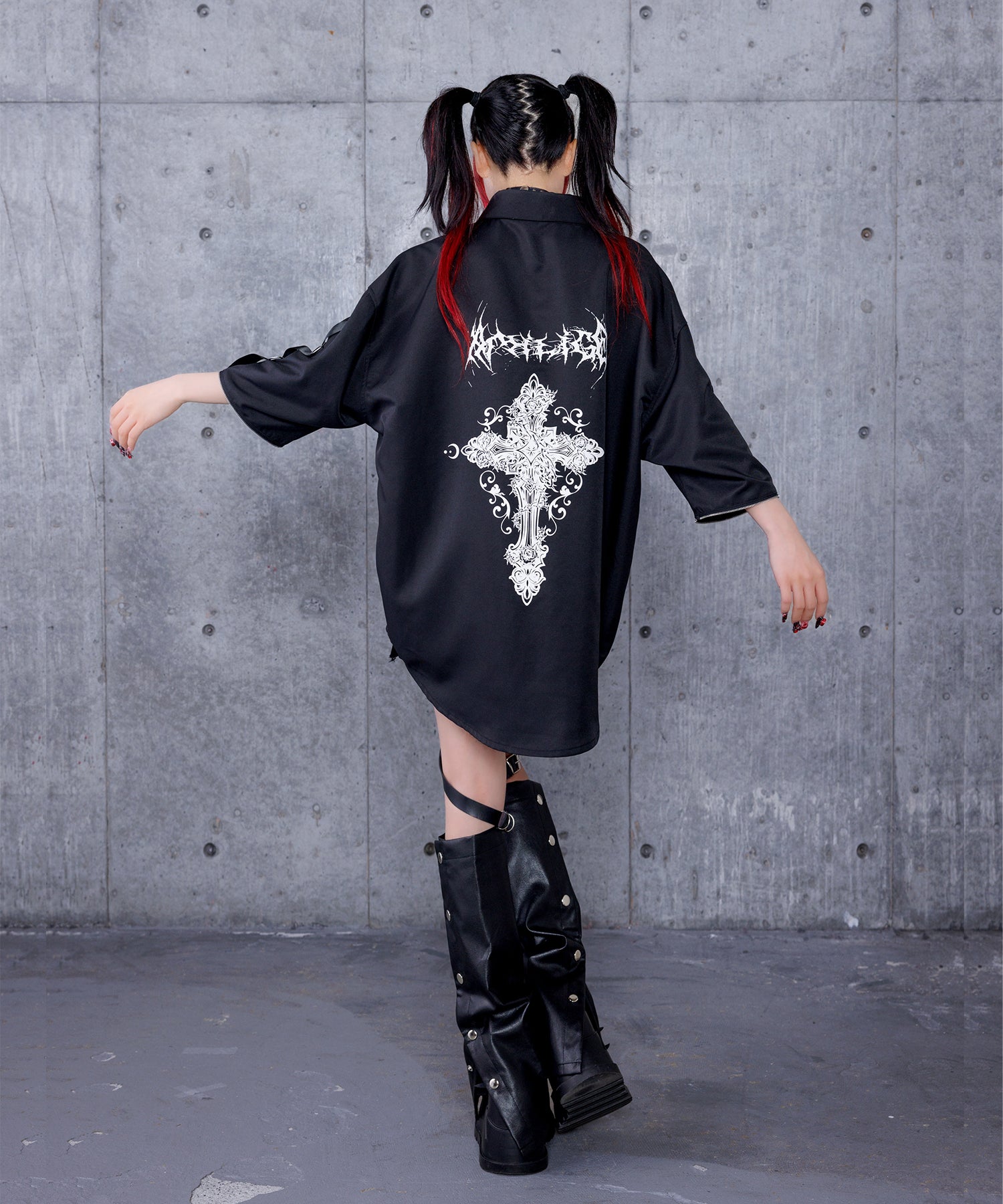 クロスロゴプリント袖リングシャツ