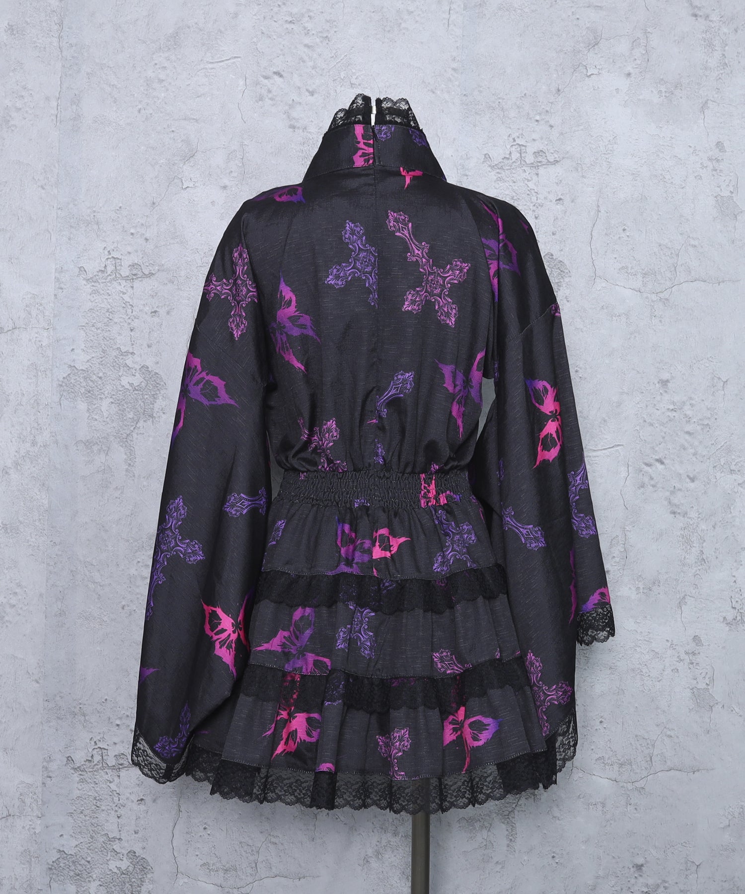 クロス蝶々総柄浴衣ワンピース+帯セット