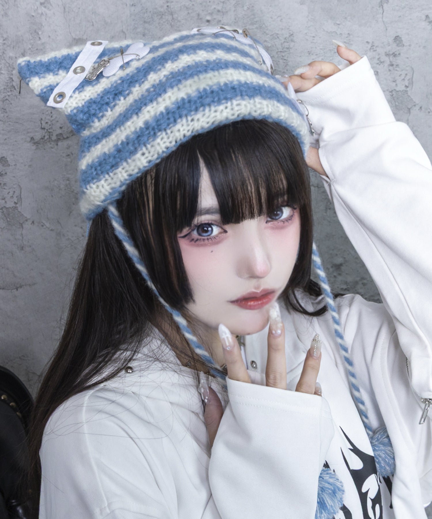 【Asheri-アシェリ-】ネコ耳ボーダーニット帽