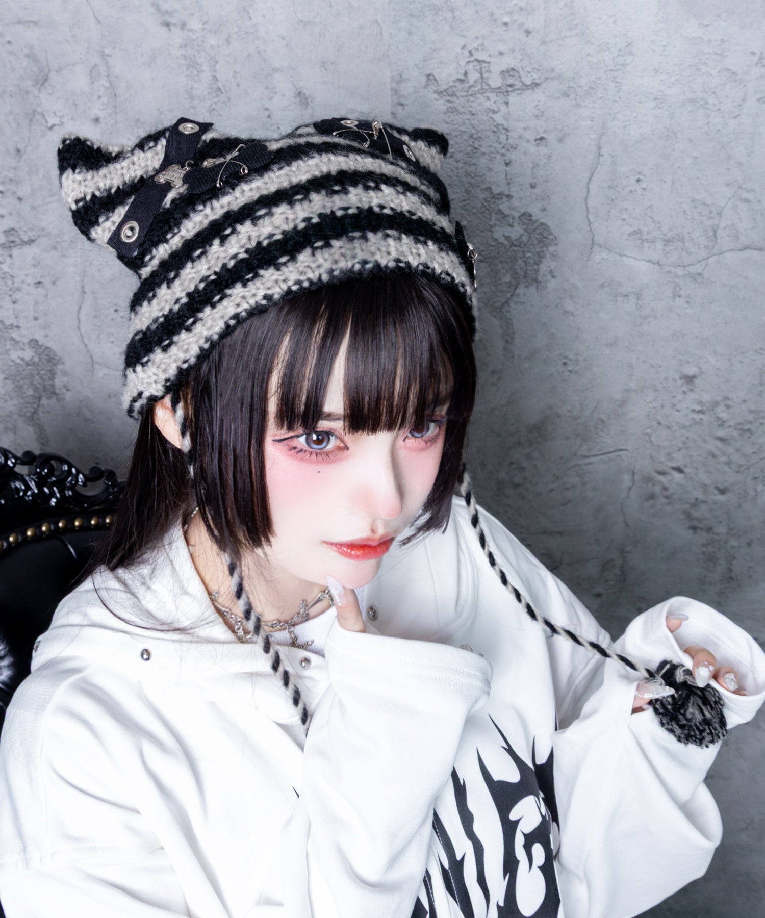 【Asheri-アシェリ-】ネコ耳ボーダーニット帽