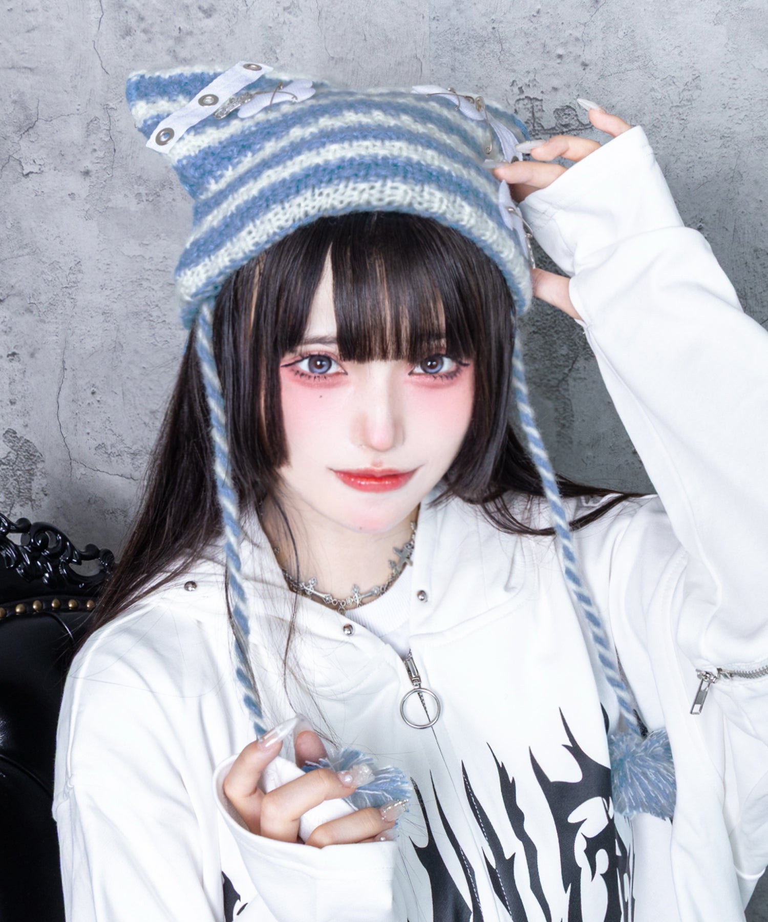 【Asheri-アシェリ-】ネコ耳ボーダーニット帽