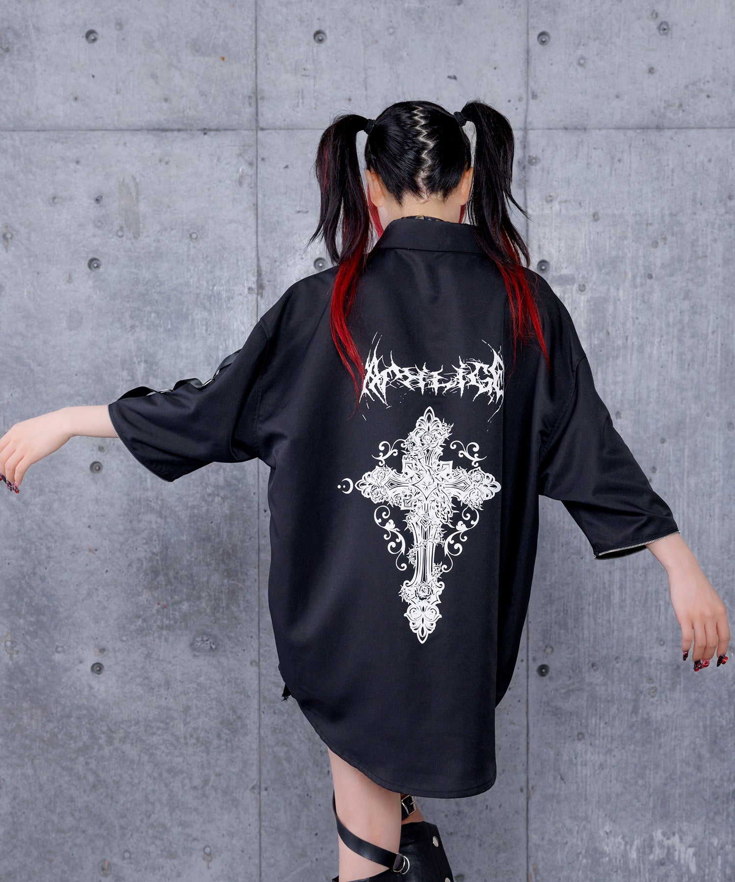 クロスロゴプリント袖リングシャツ