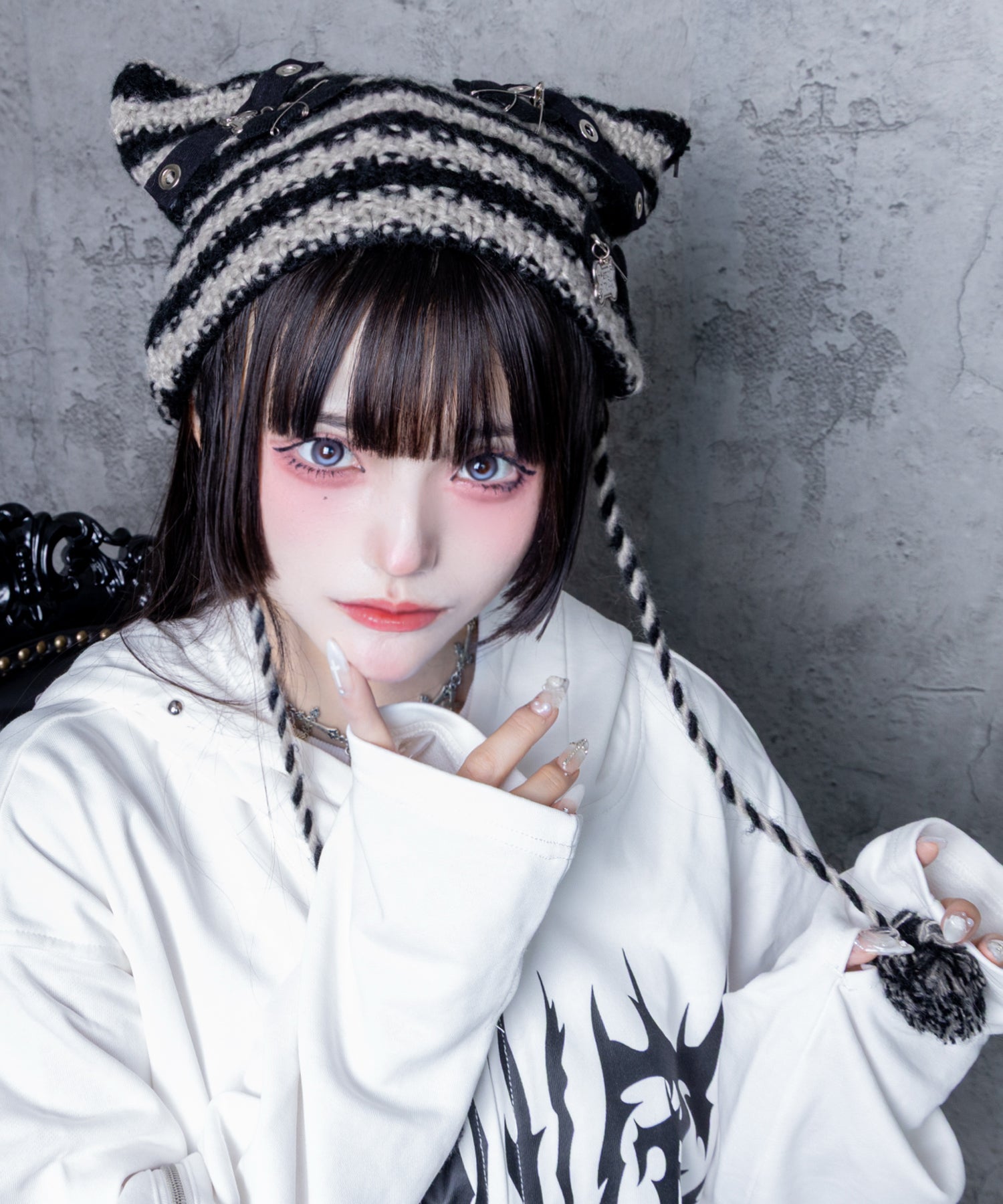 【Asheri-アシェリ-】ネコ耳ボーダーニット帽