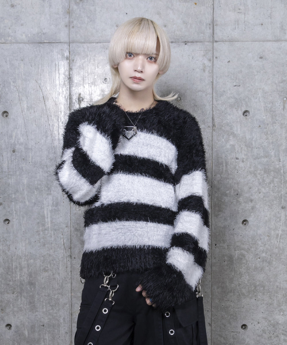 ワッペン付き短丈シャギーニット– A AM STUDIO