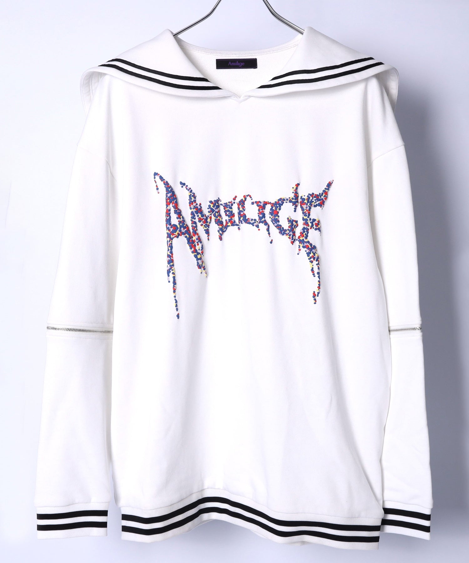 Amilige発泡プリントセーラーカラースウェット