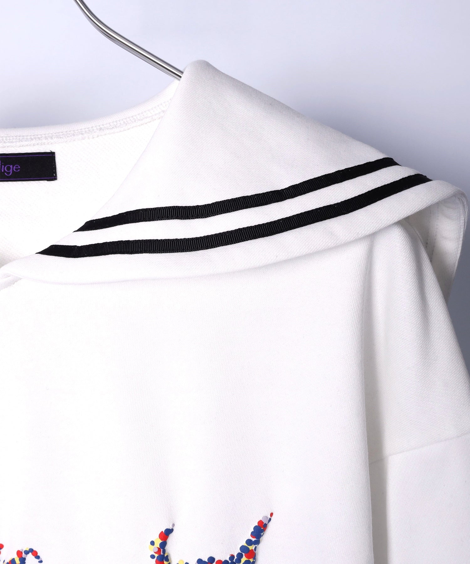 Amilige発泡プリントセーラーカラースウェット