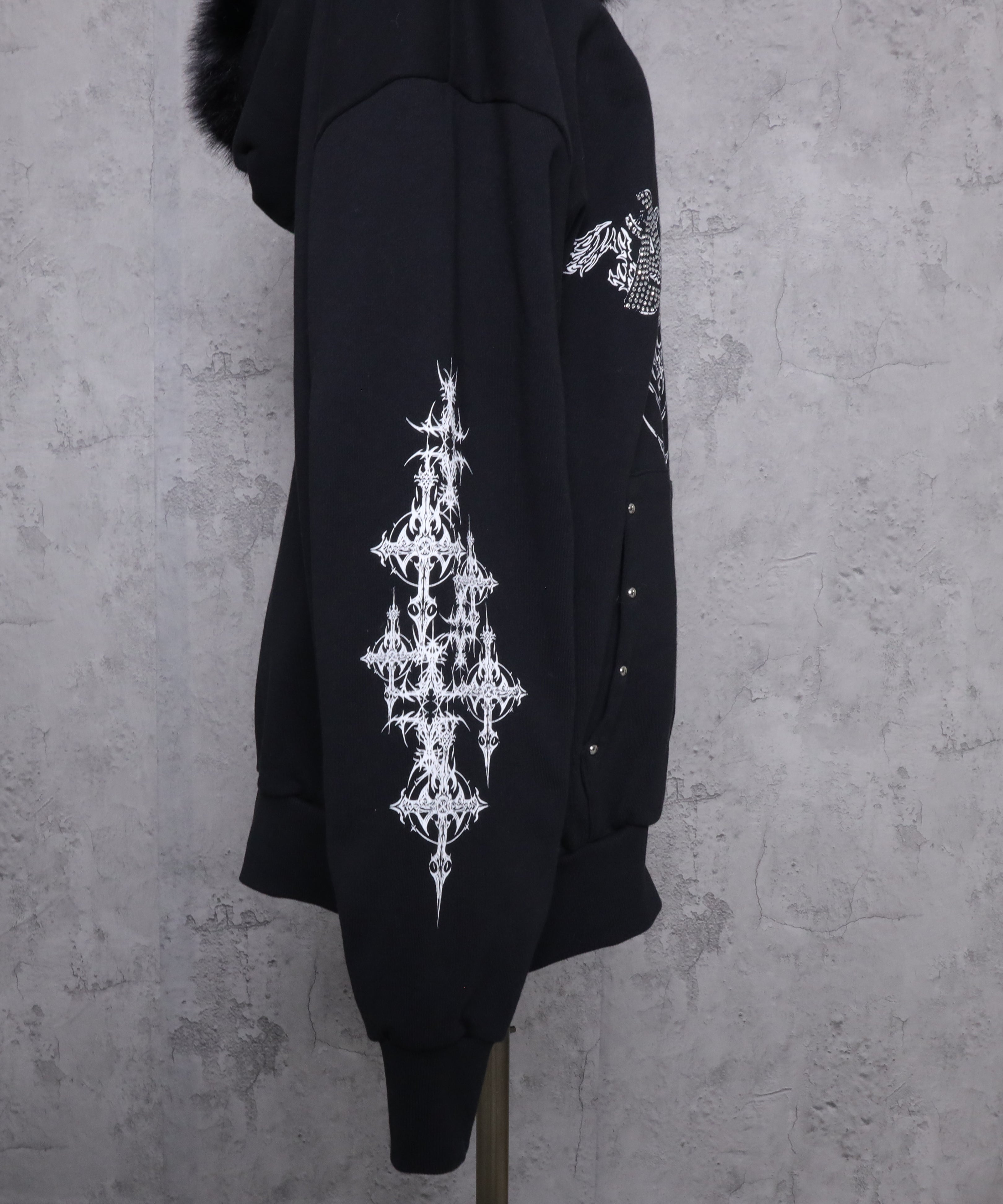 ファー付きAmiligeラインストーンZIPパーカー