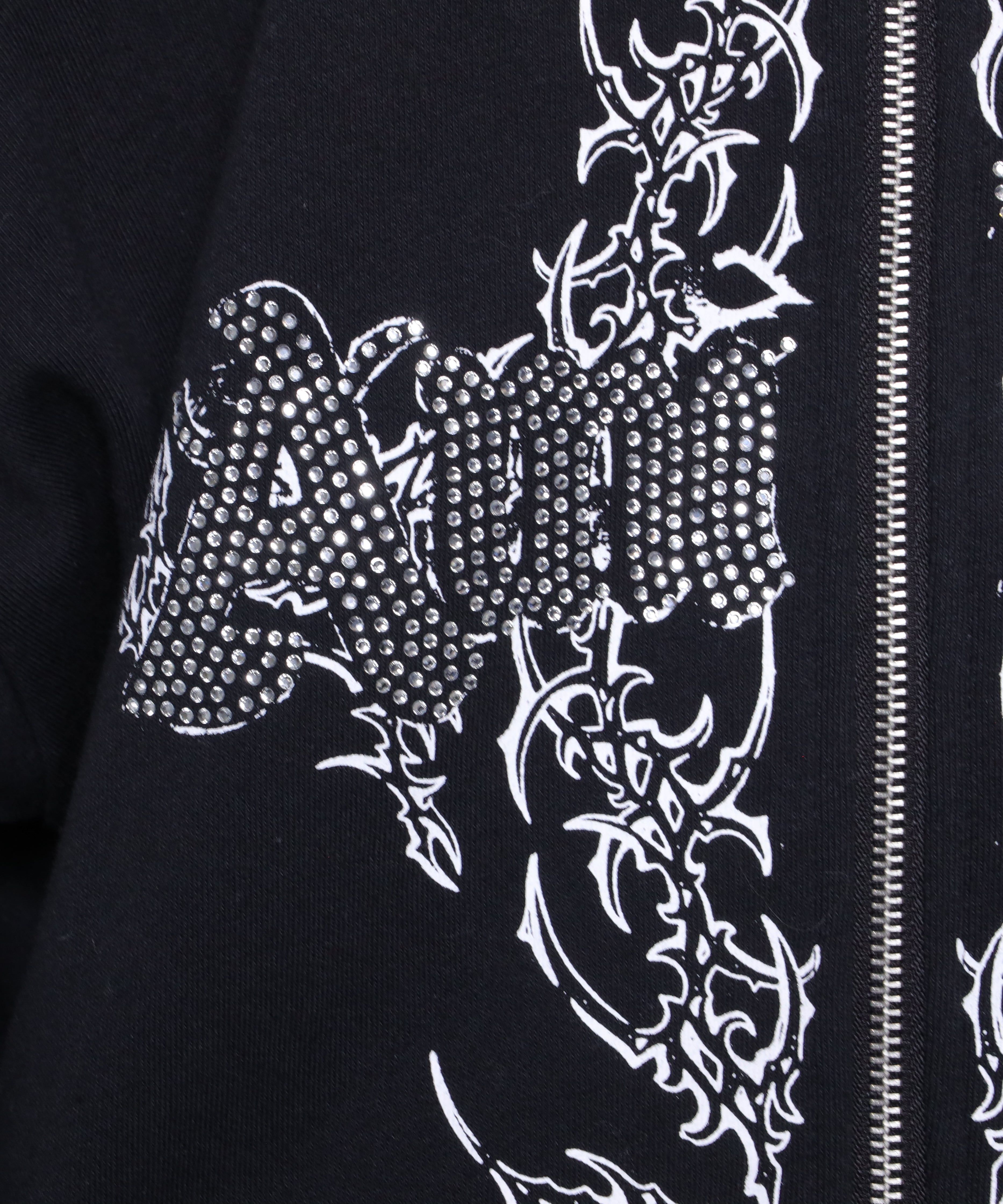 ファー付きAmiligeラインストーンZIPパーカー