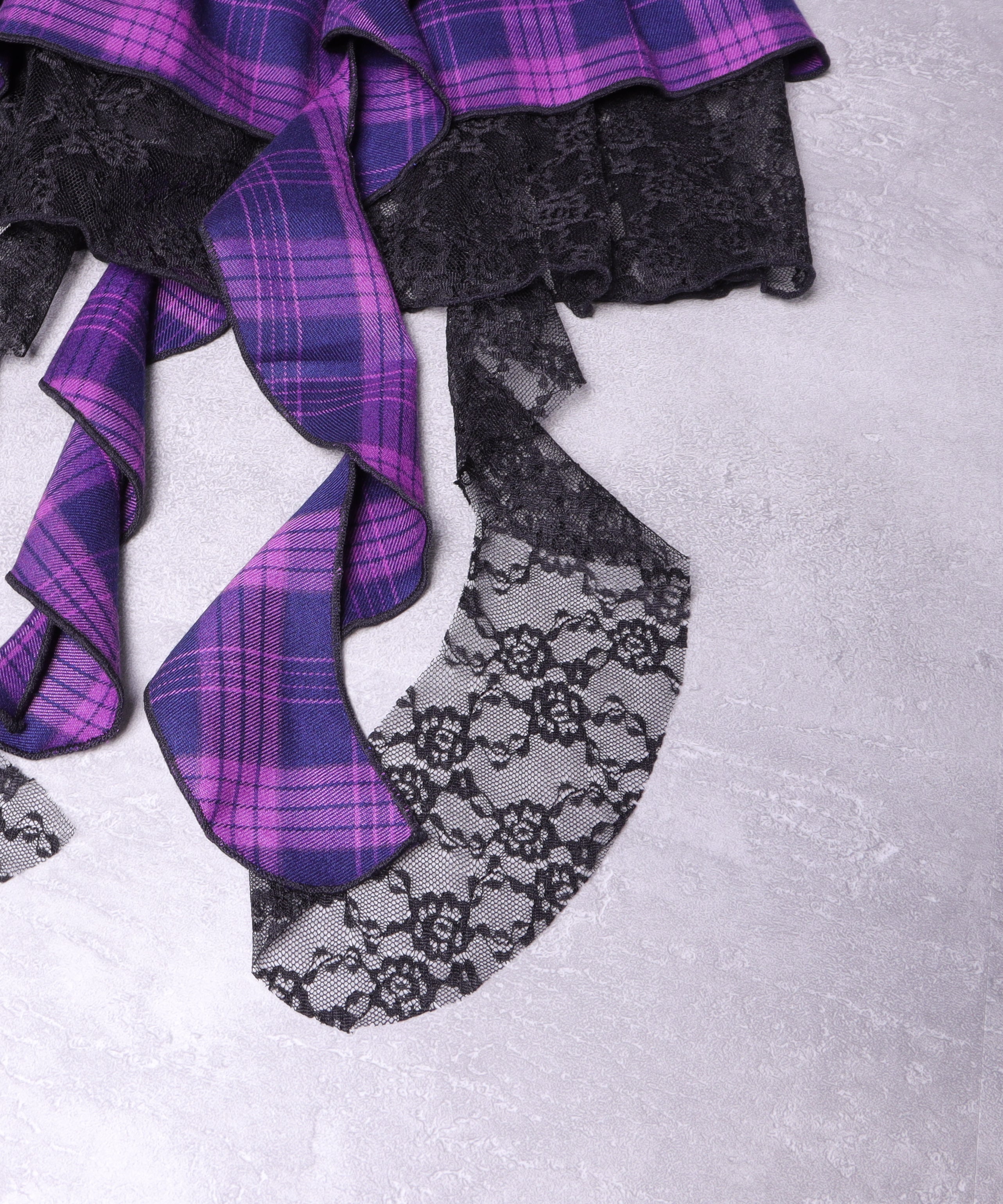 ハイウエストチェックイレギュラーヘムフレアスカート