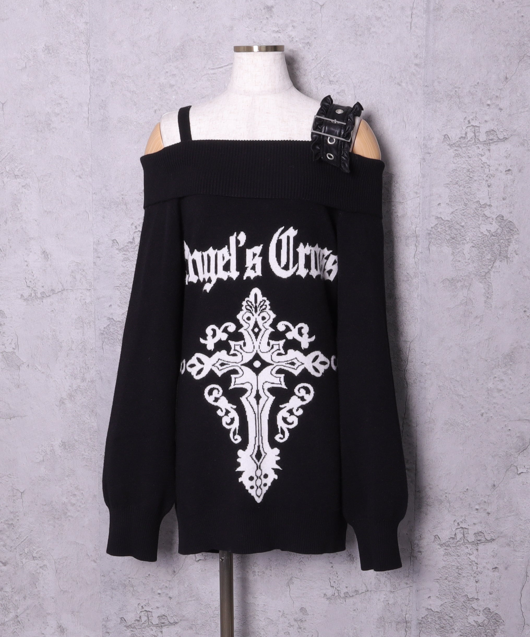 Crossオフショルジャカードニット