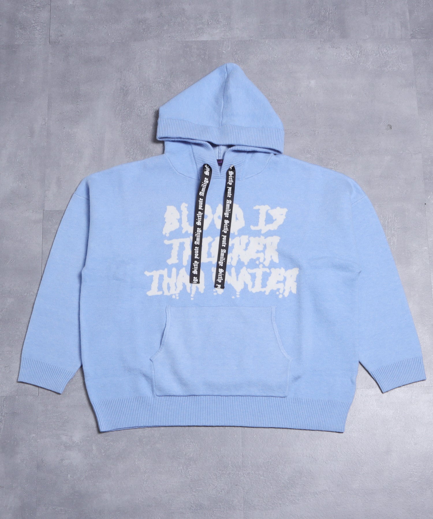 BLOOD IS THICKER THAN WATERパーカーニット